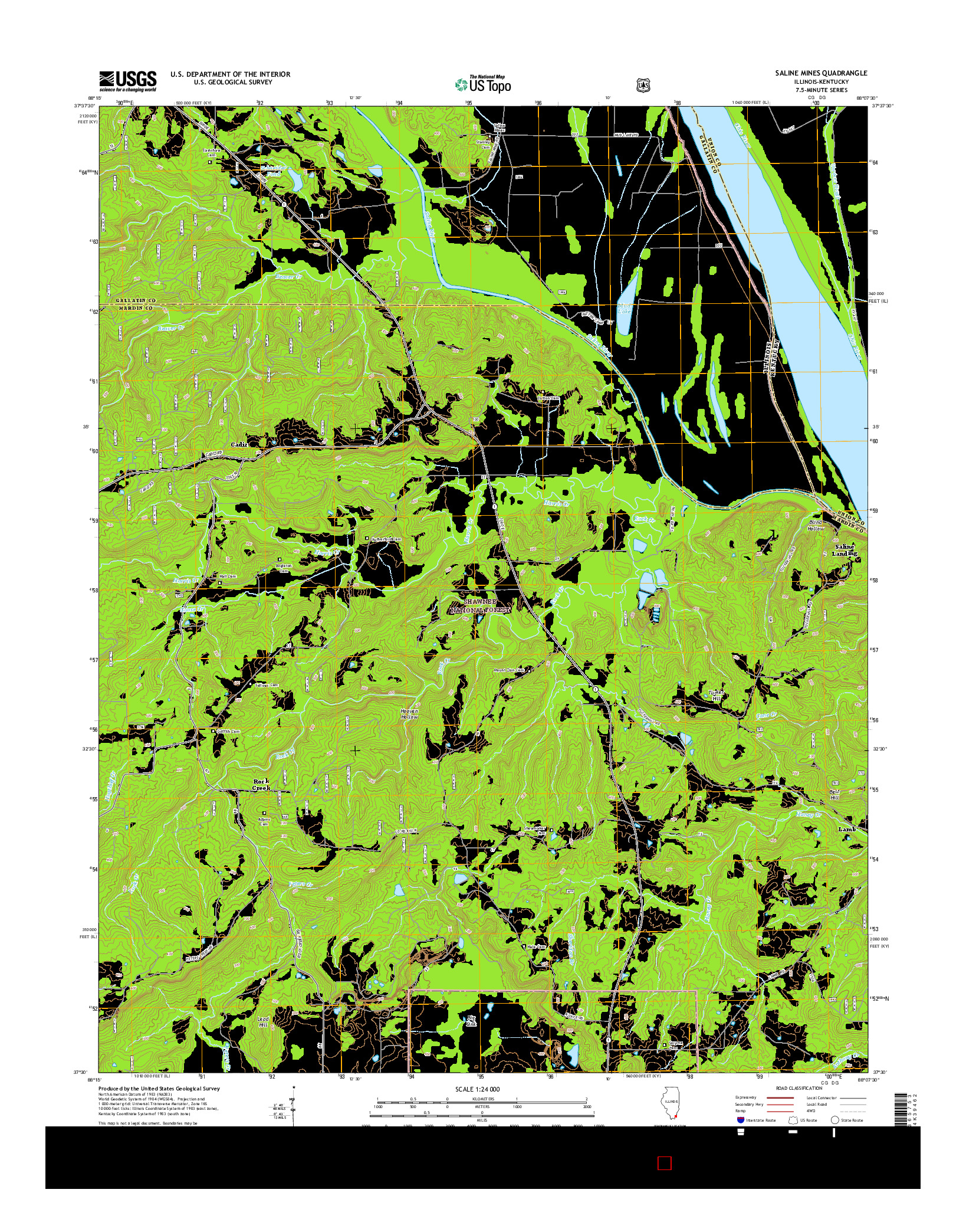 USGS US TOPO 7.5-MINUTE MAP FOR SALINE MINES, IL-KY 2015