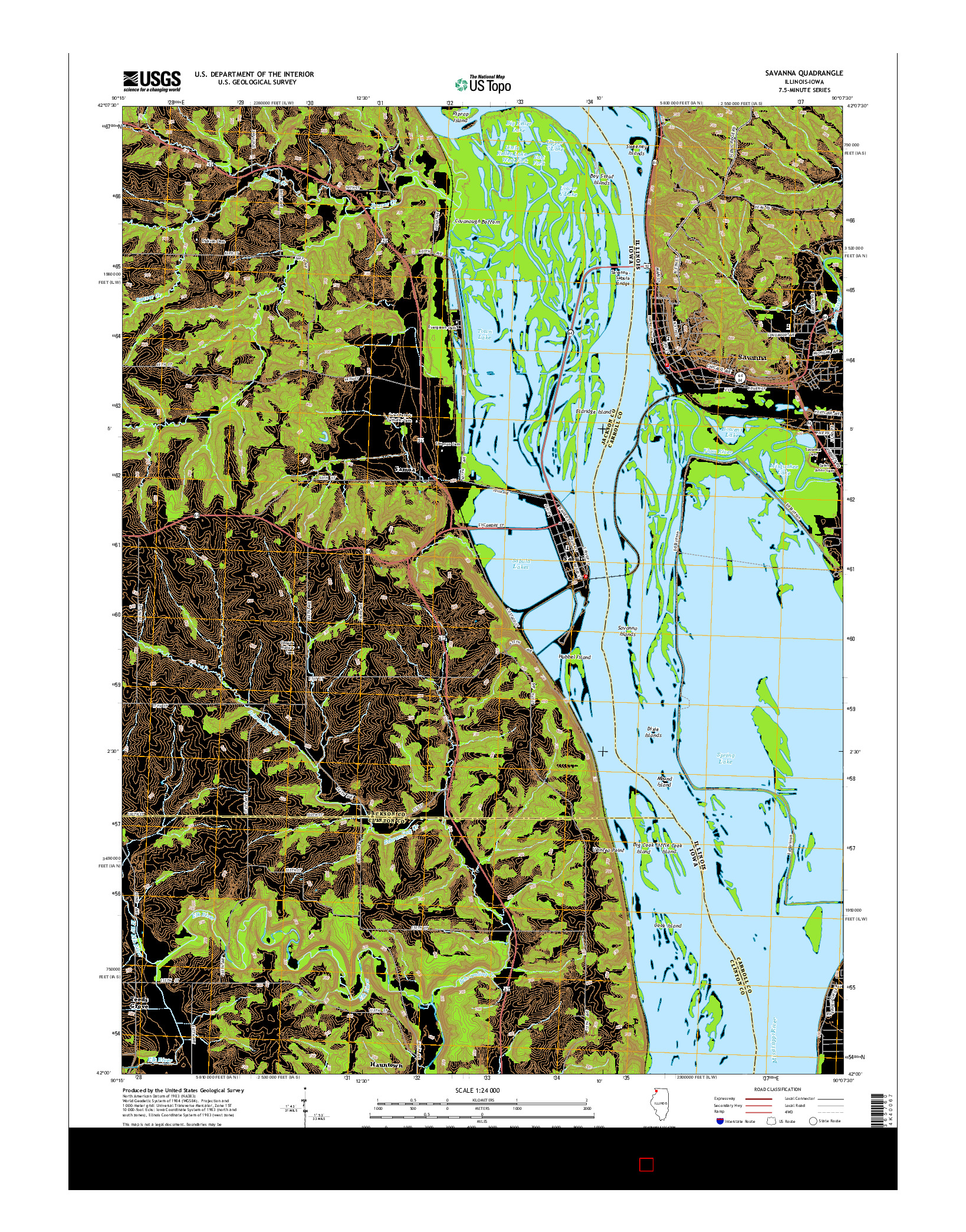 USGS US TOPO 7.5-MINUTE MAP FOR SAVANNA, IL-IA 2015