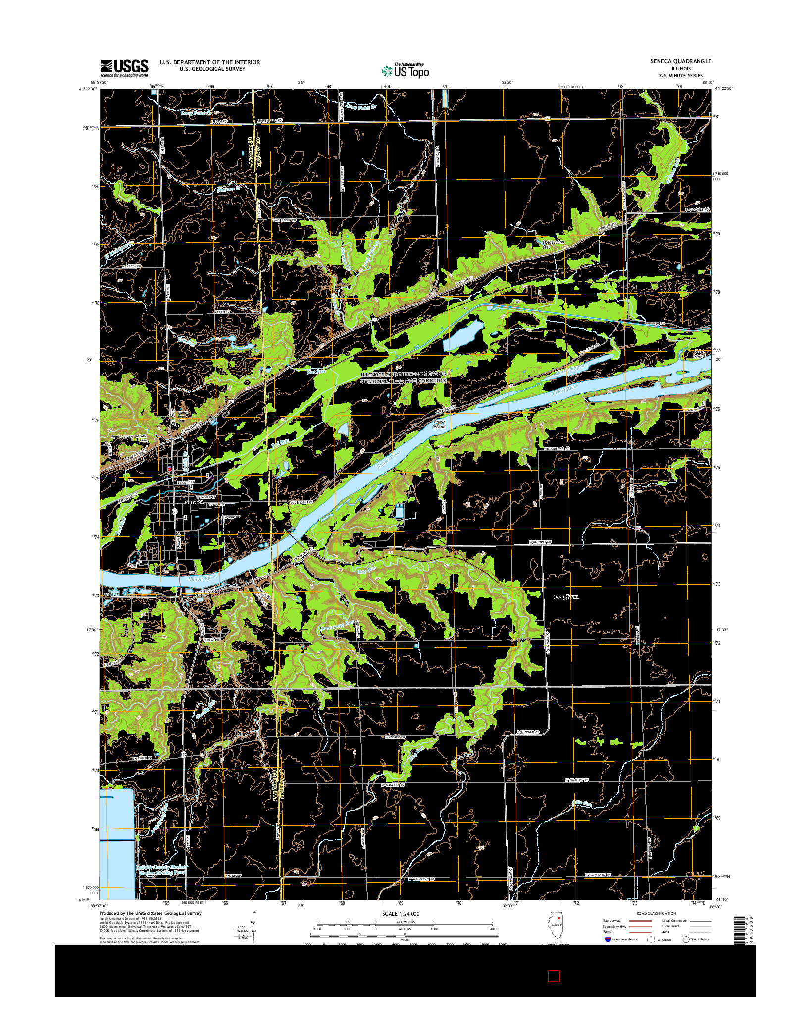 USGS US TOPO 7.5-MINUTE MAP FOR SENECA, IL 2015