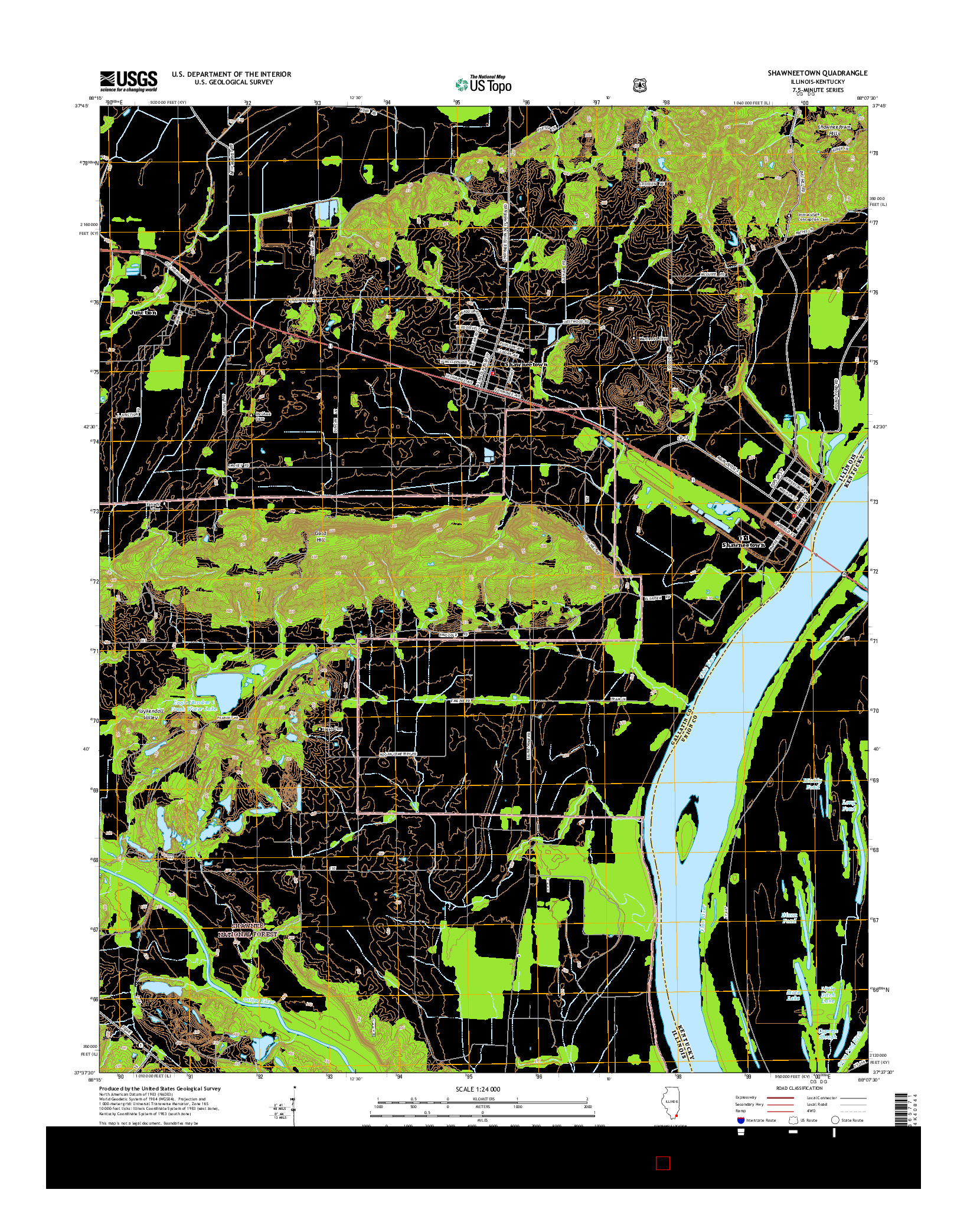 USGS US TOPO 7.5-MINUTE MAP FOR SHAWNEETOWN, IL-KY 2015