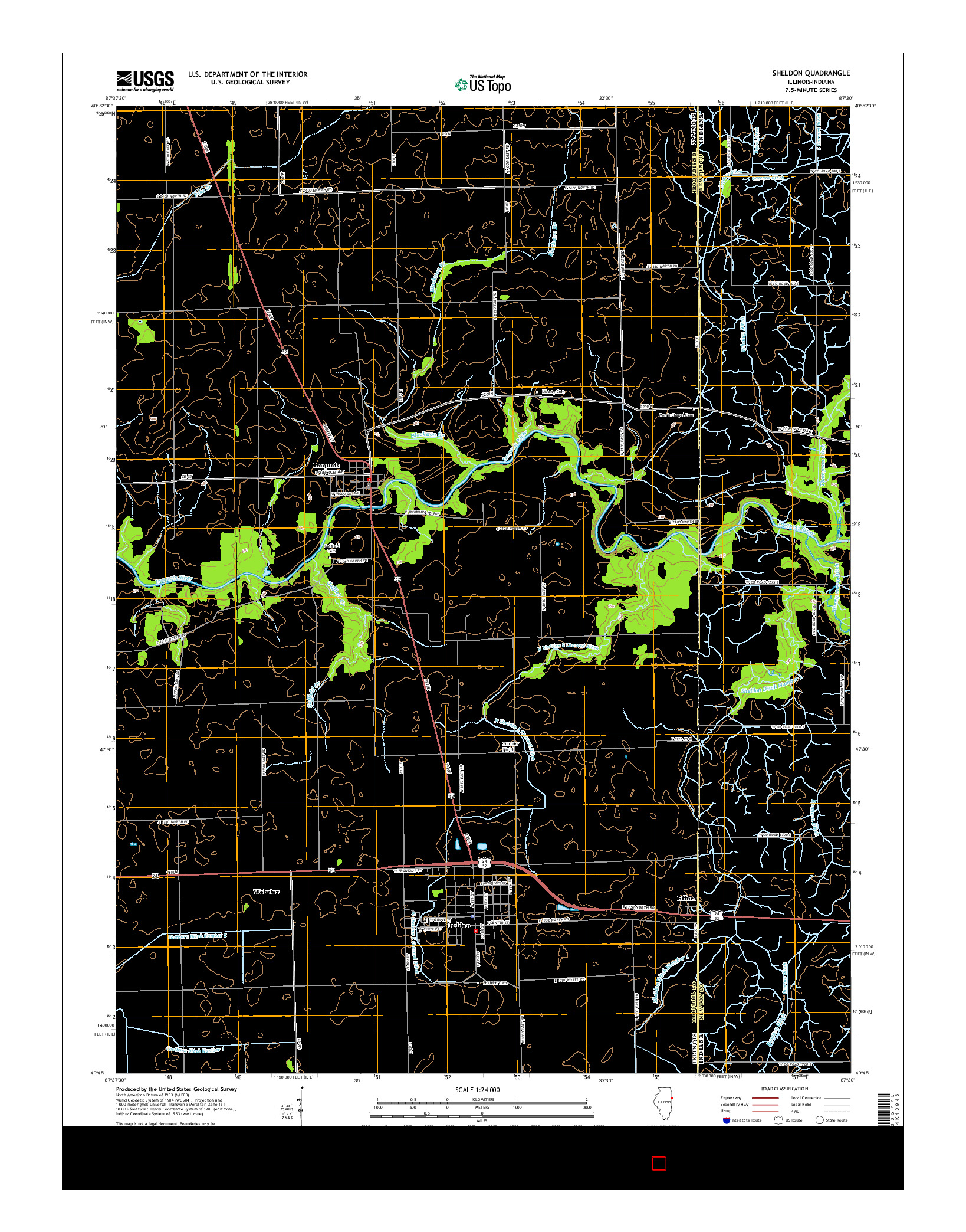 USGS US TOPO 7.5-MINUTE MAP FOR SHELDON, IL-IN 2015