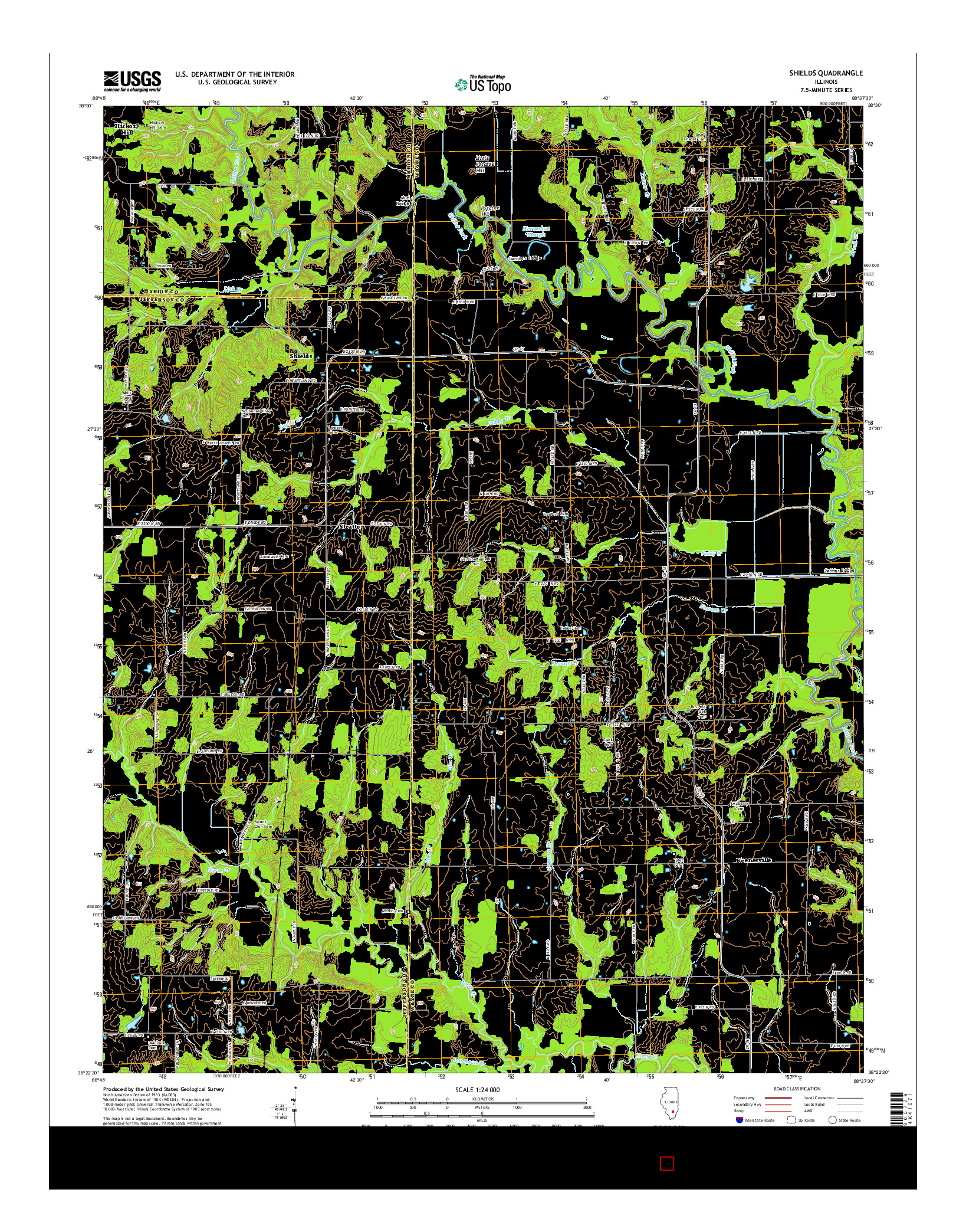 USGS US TOPO 7.5-MINUTE MAP FOR SHIELDS, IL 2015