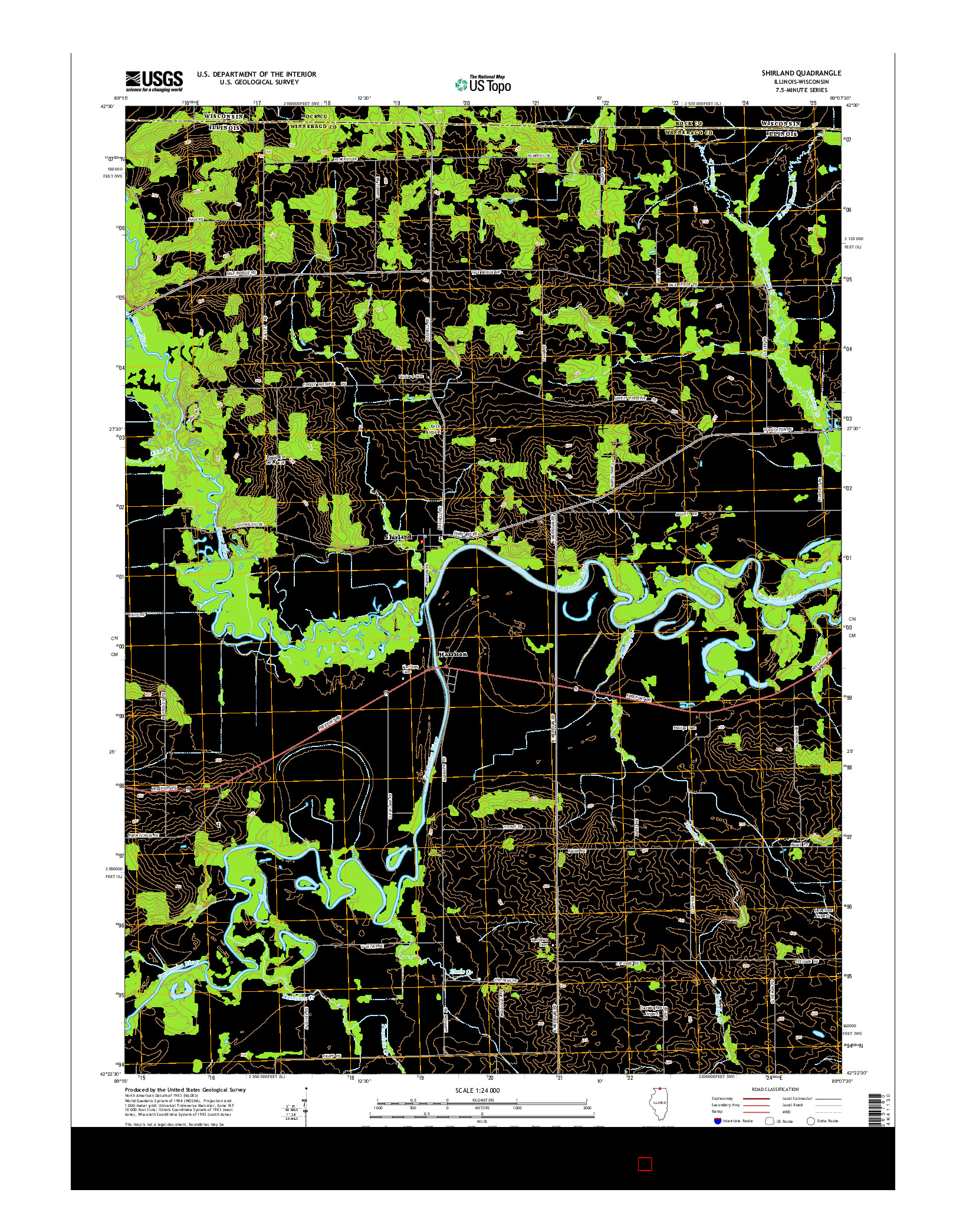 USGS US TOPO 7.5-MINUTE MAP FOR SHIRLAND, IL-WI 2015