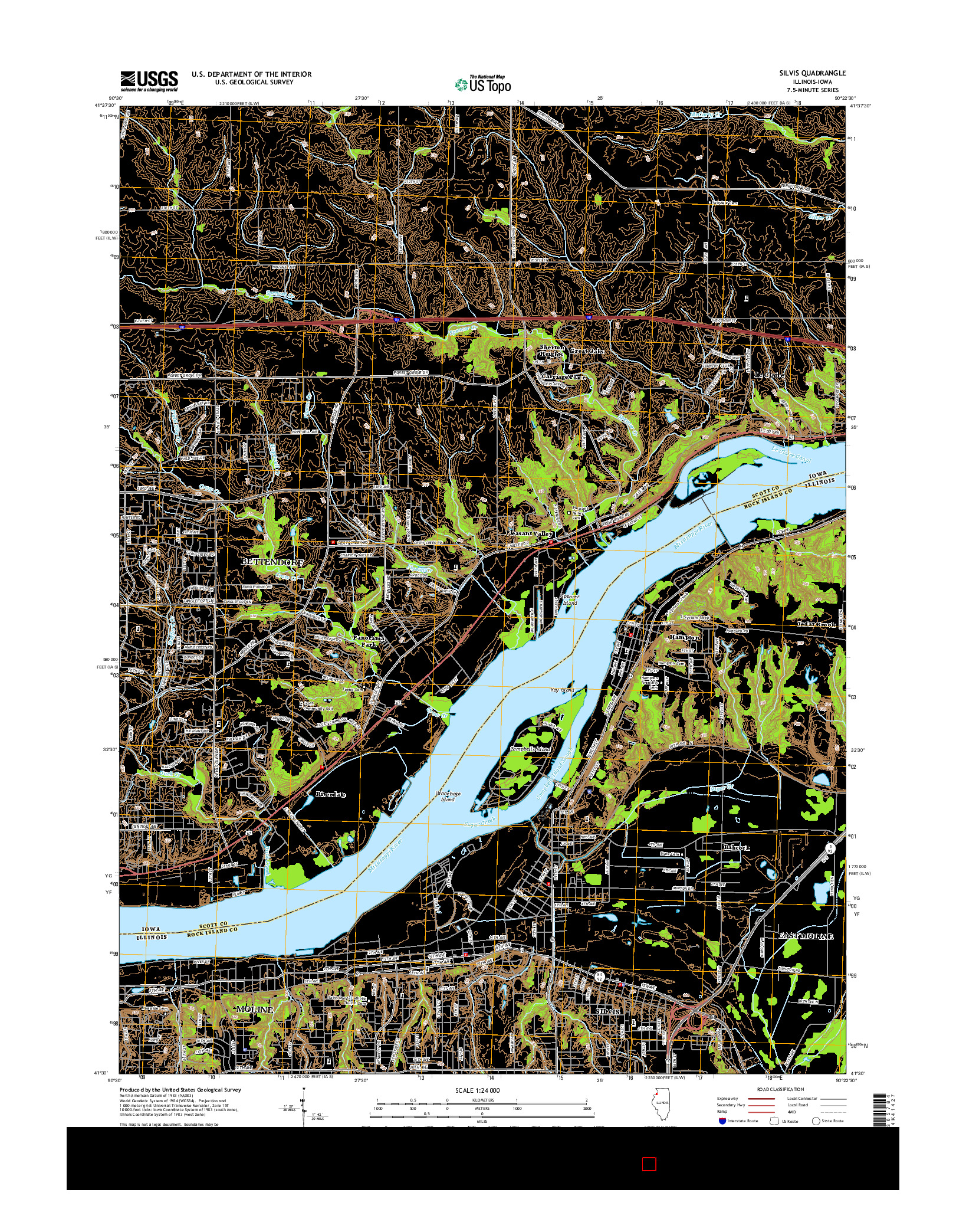 USGS US TOPO 7.5-MINUTE MAP FOR SILVIS, IL-IA 2015