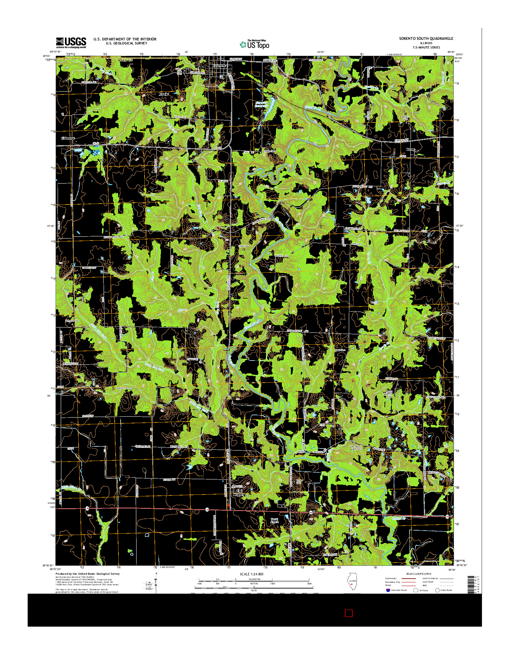 USGS US TOPO 7.5-MINUTE MAP FOR SORENTO SOUTH, IL 2015