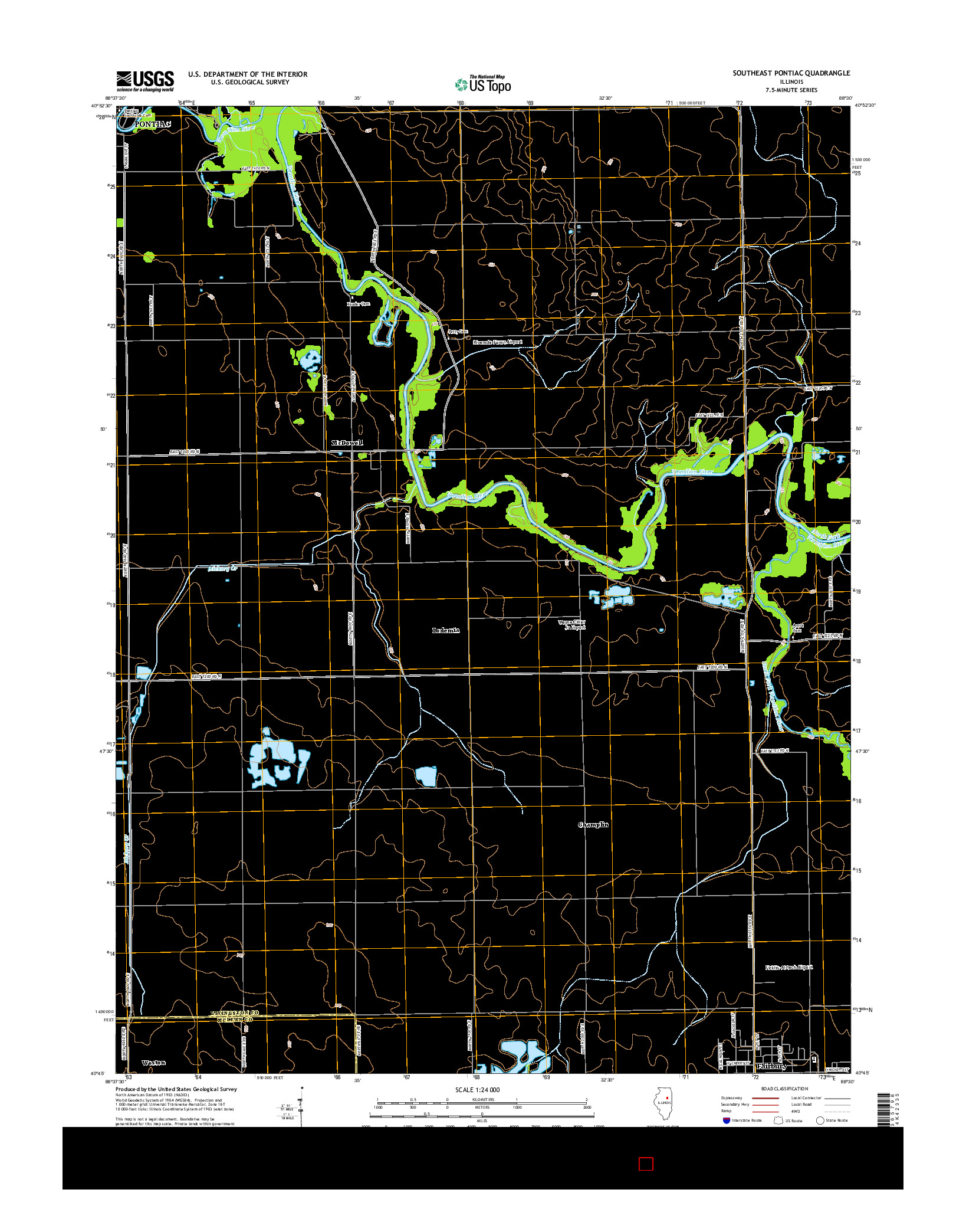 USGS US TOPO 7.5-MINUTE MAP FOR SOUTHEAST PONTIAC, IL 2015