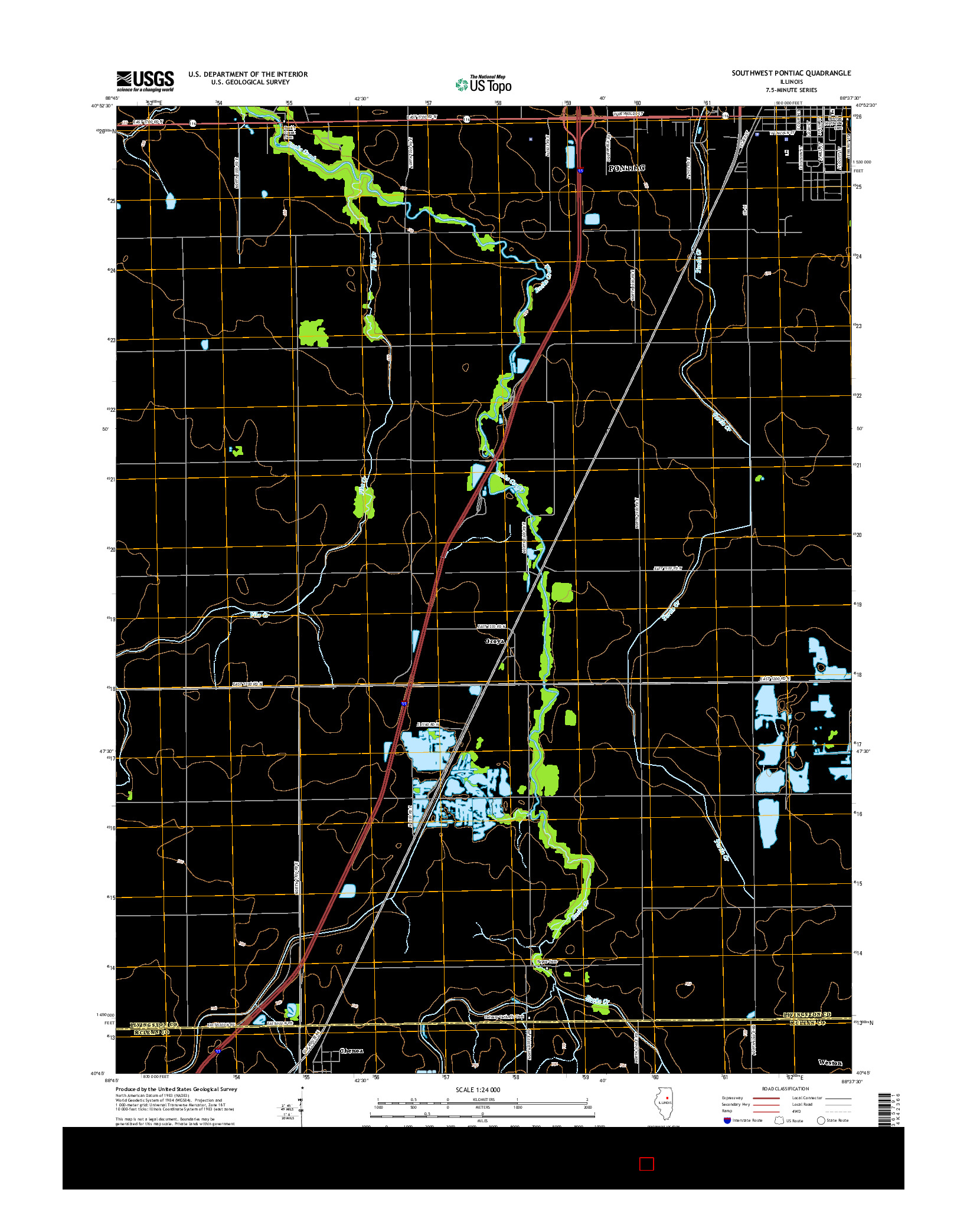 USGS US TOPO 7.5-MINUTE MAP FOR SOUTHWEST PONTIAC, IL 2015