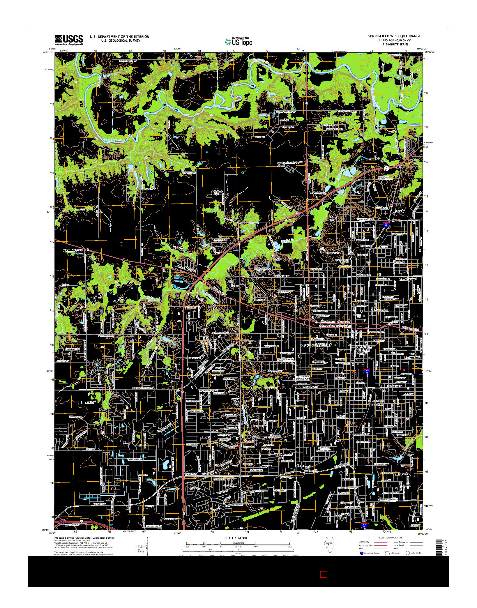 USGS US TOPO 7.5-MINUTE MAP FOR SPRINGFIELD WEST, IL 2015