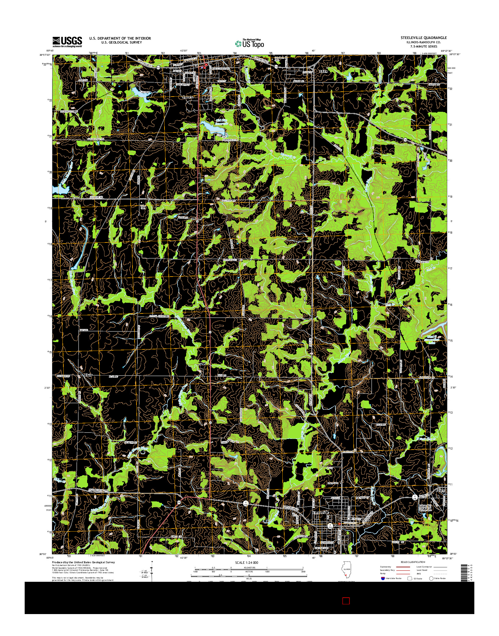 USGS US TOPO 7.5-MINUTE MAP FOR STEELEVILLE, IL 2015