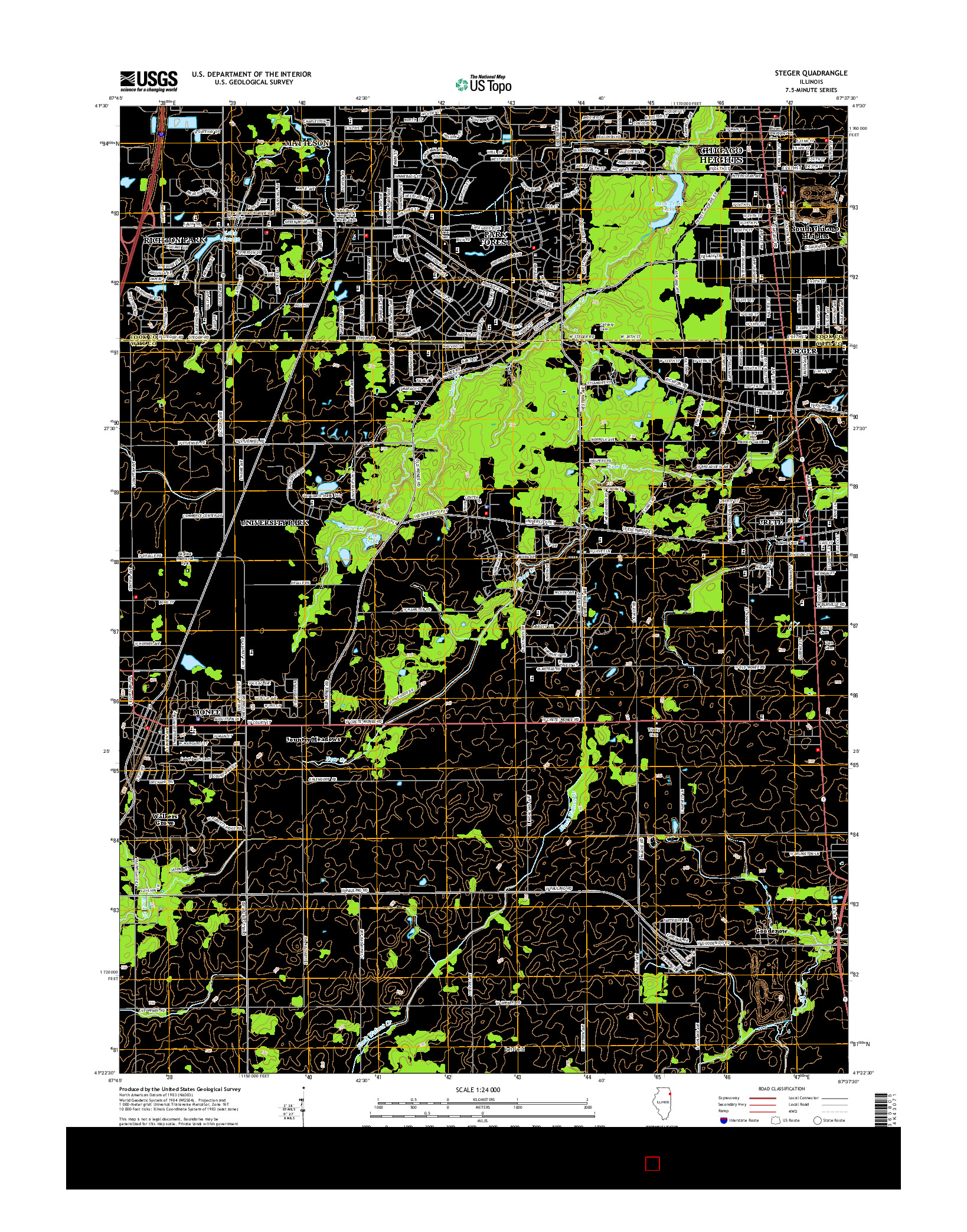 USGS US TOPO 7.5-MINUTE MAP FOR STEGER, IL 2015