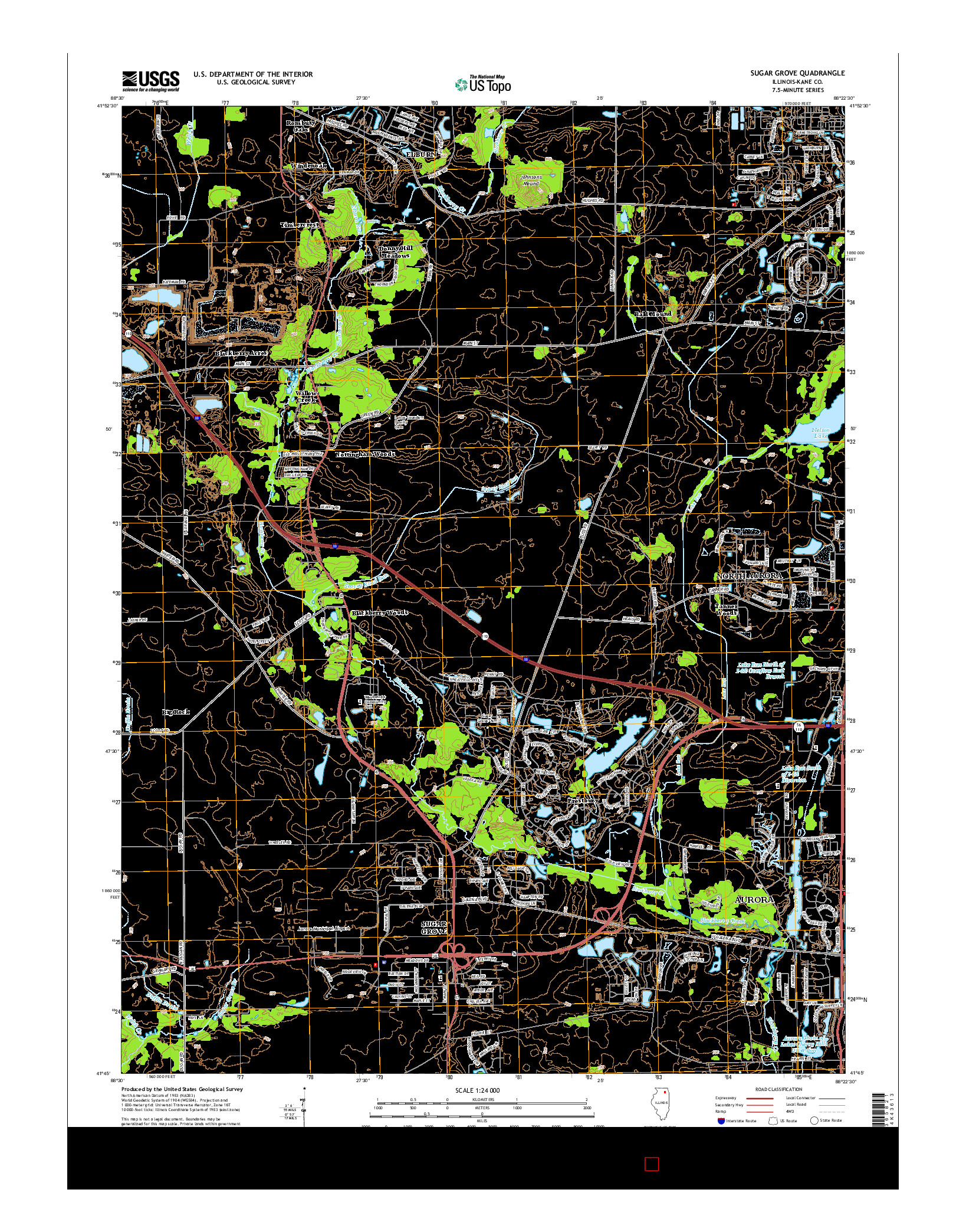 USGS US TOPO 7.5-MINUTE MAP FOR SUGAR GROVE, IL 2015