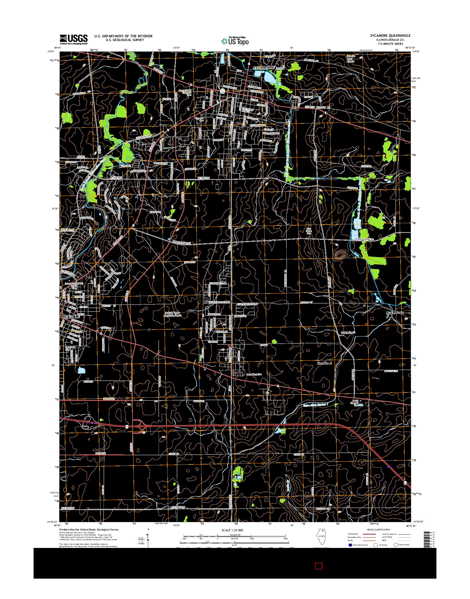 USGS US TOPO 7.5-MINUTE MAP FOR SYCAMORE, IL 2015