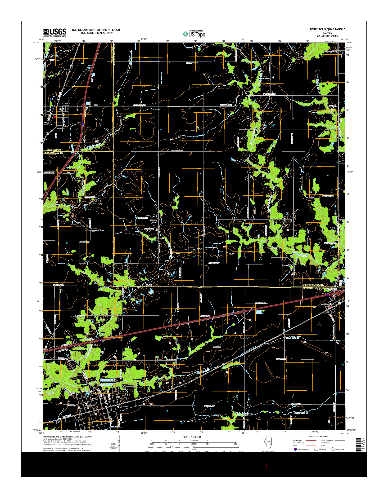 USGS US TOPO 7.5-MINUTE MAP FOR TEUTOPOLIS, IL 2015