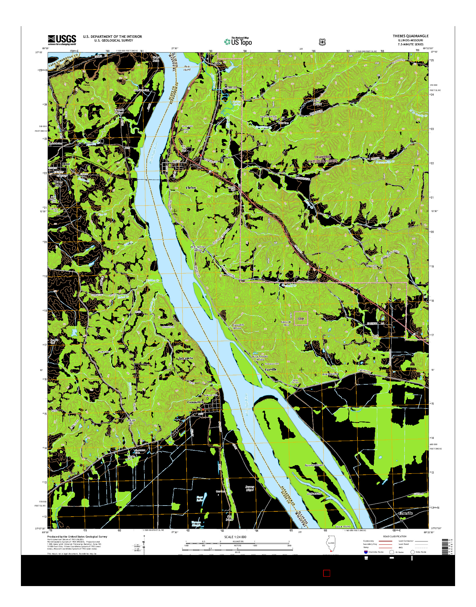 USGS US TOPO 7.5-MINUTE MAP FOR THEBES, IL-MO 2015
