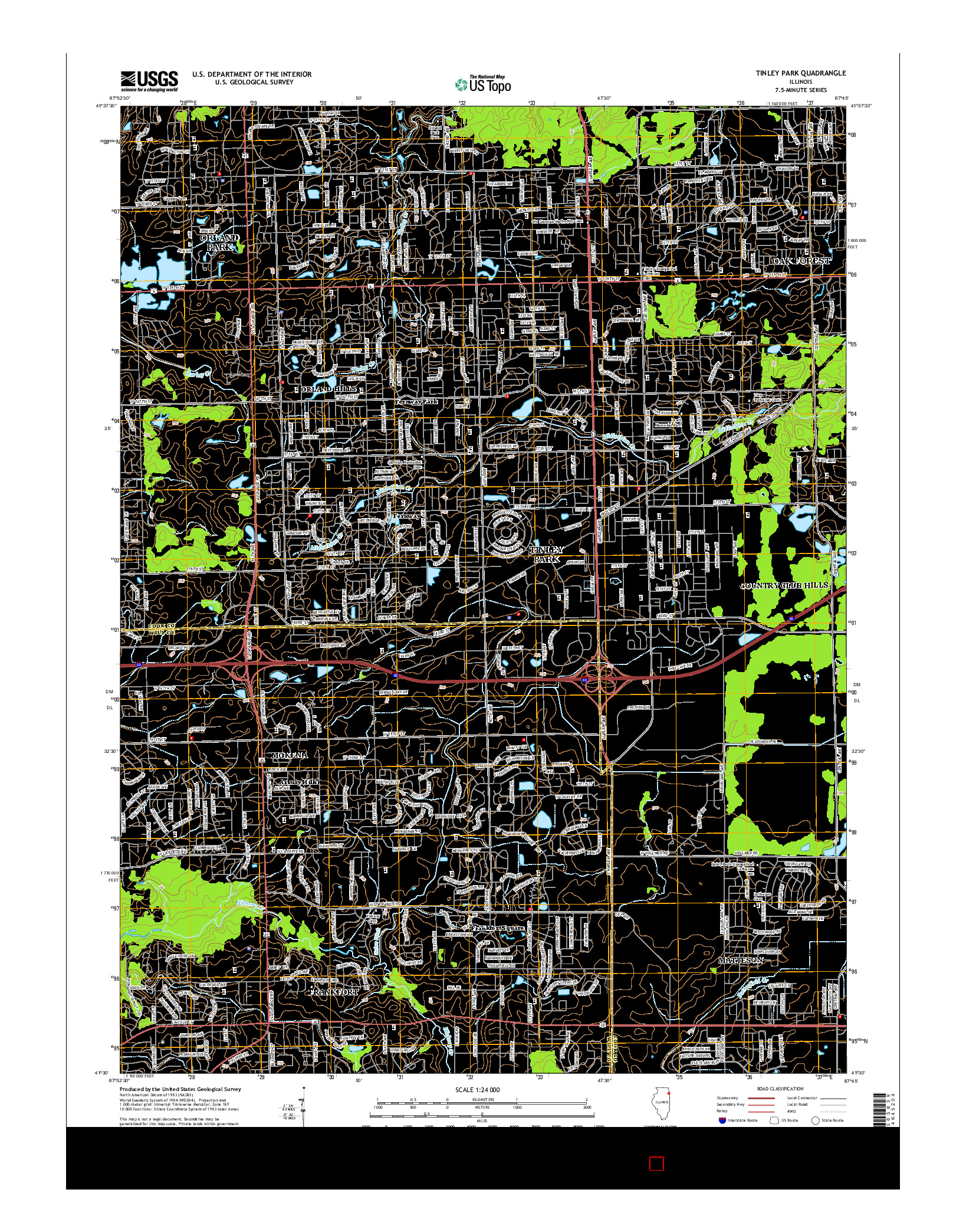 USGS US TOPO 7.5-MINUTE MAP FOR TINLEY PARK, IL 2015