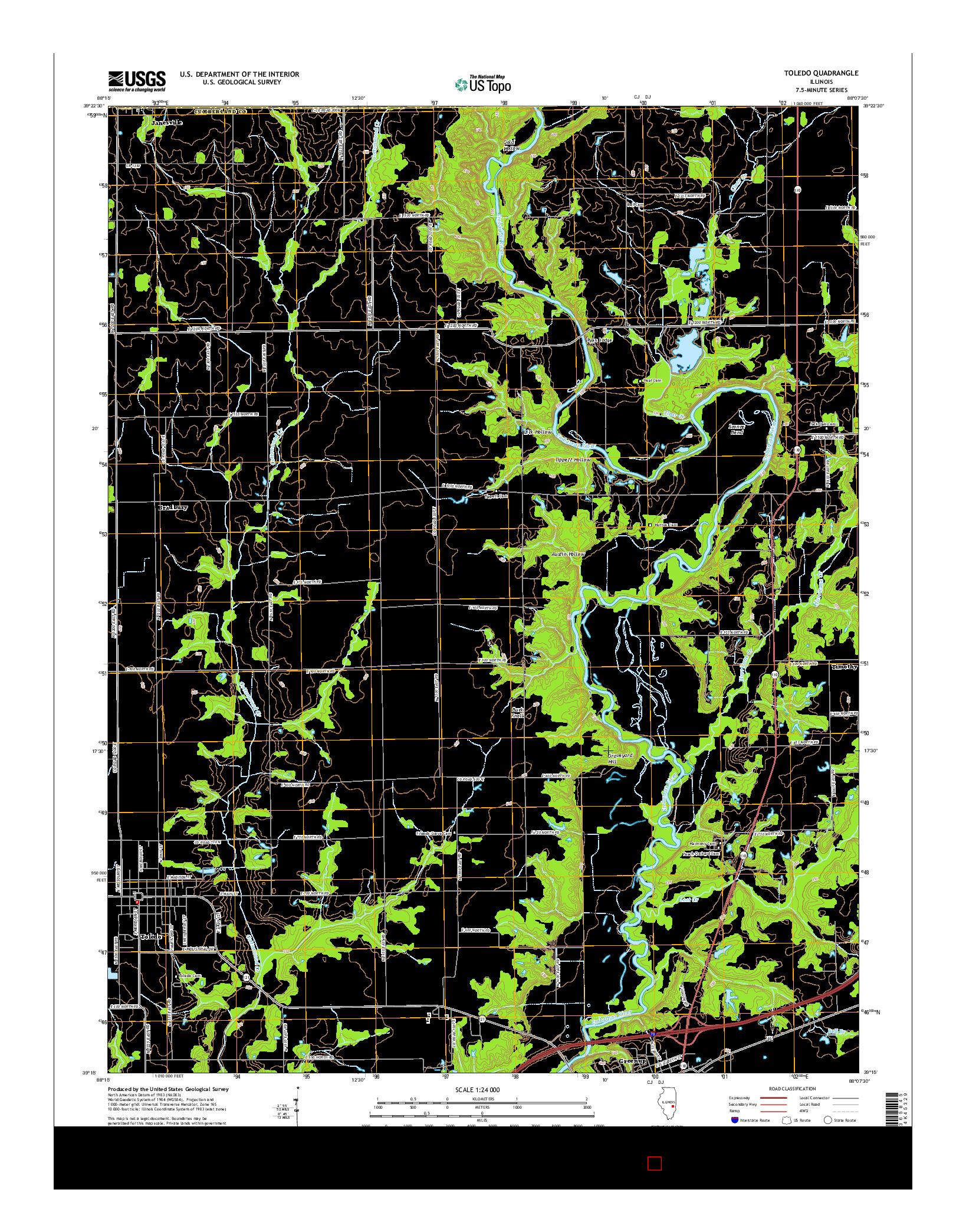 USGS US TOPO 7.5-MINUTE MAP FOR TOLEDO, IL 2015
