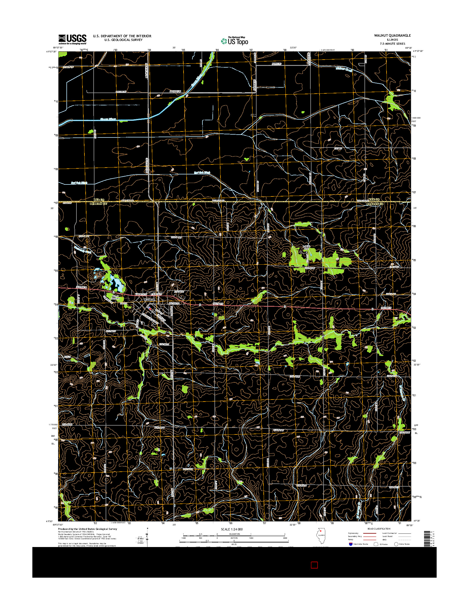 USGS US TOPO 7.5-MINUTE MAP FOR WALNUT, IL 2015