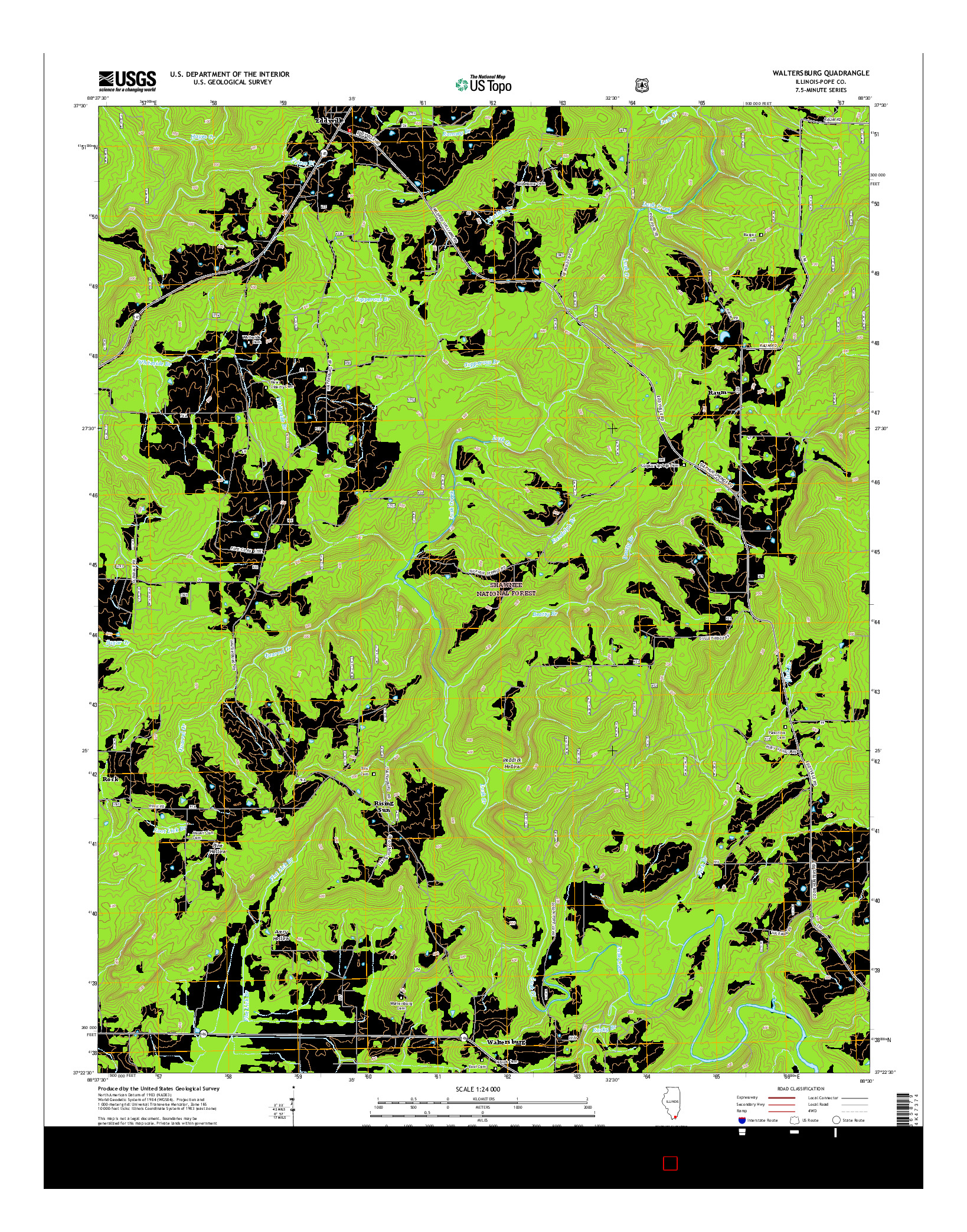 USGS US TOPO 7.5-MINUTE MAP FOR WALTERSBURG, IL 2015