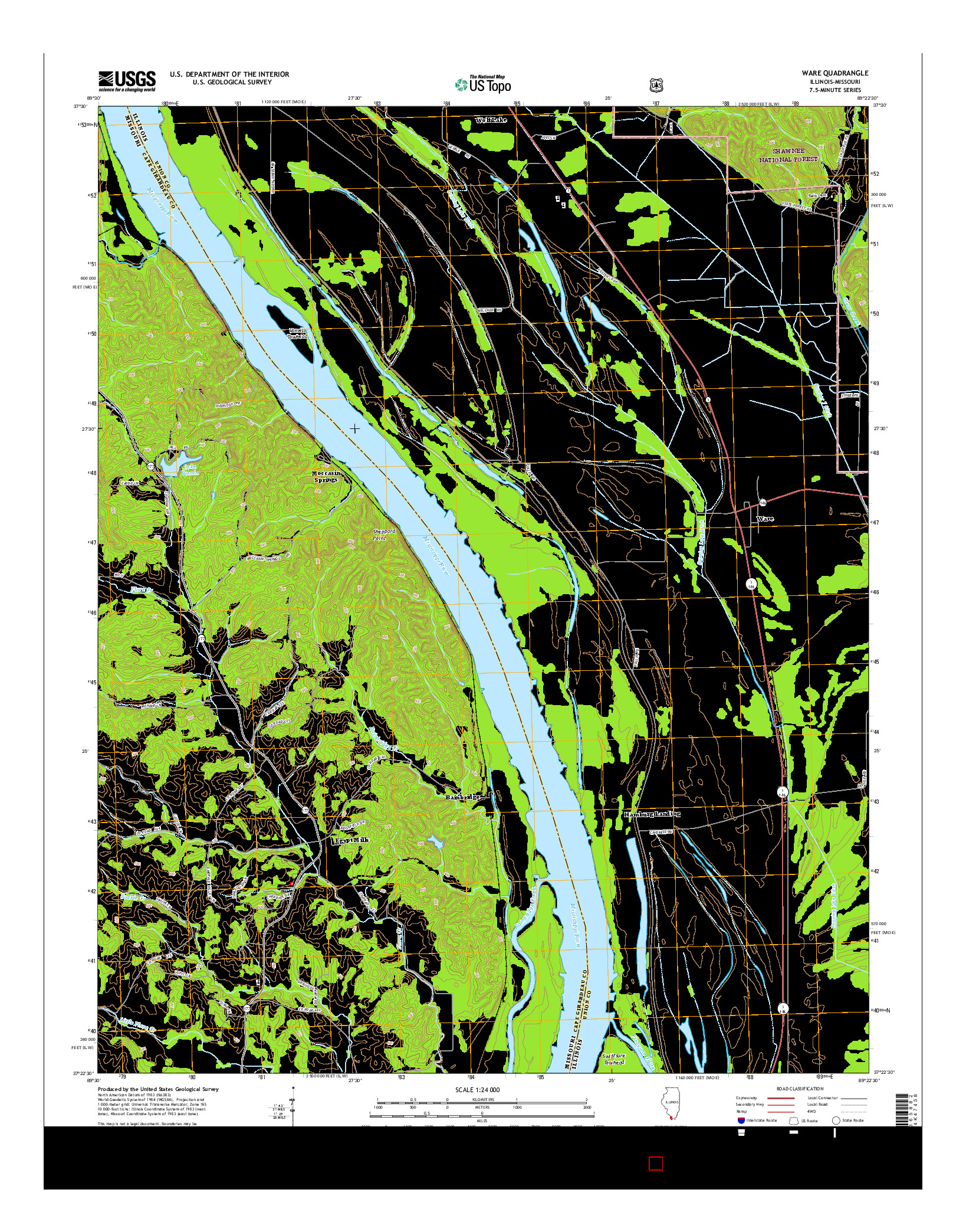 USGS US TOPO 7.5-MINUTE MAP FOR WARE, IL-MO 2015