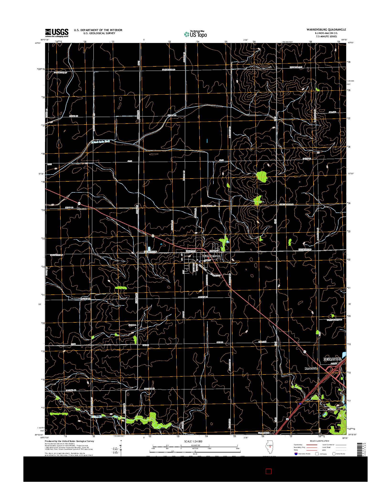 USGS US TOPO 7.5-MINUTE MAP FOR WARRENSBURG, IL 2015