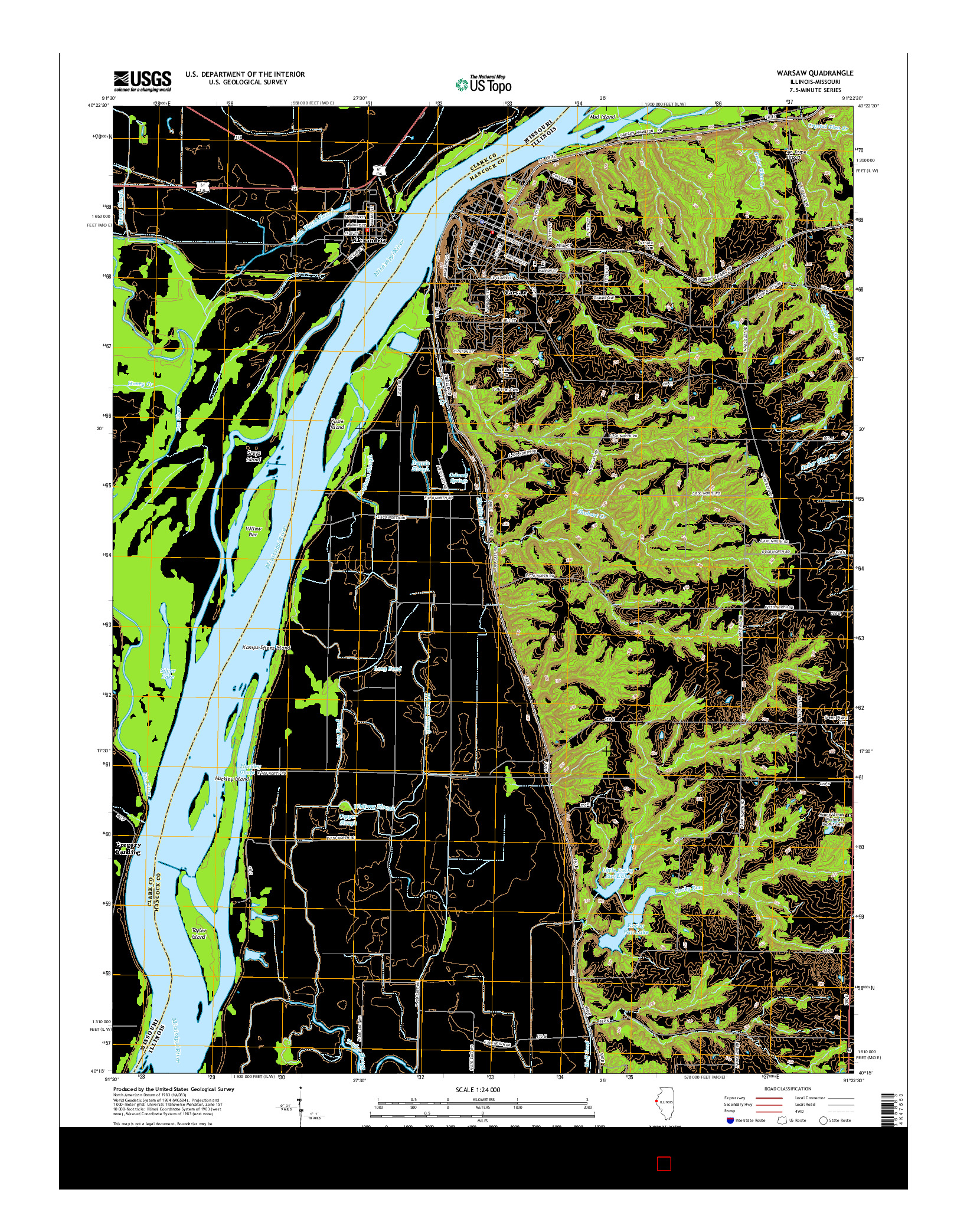 USGS US TOPO 7.5-MINUTE MAP FOR WARSAW, IL-MO 2015