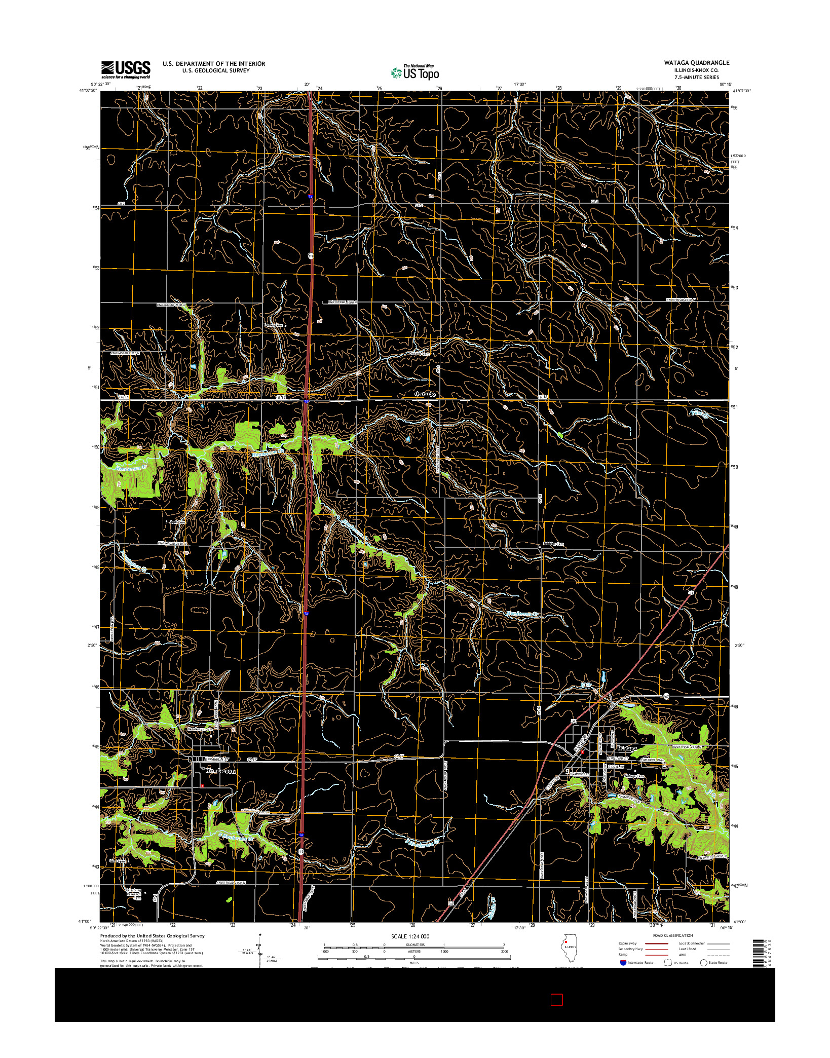USGS US TOPO 7.5-MINUTE MAP FOR WATAGA, IL 2015