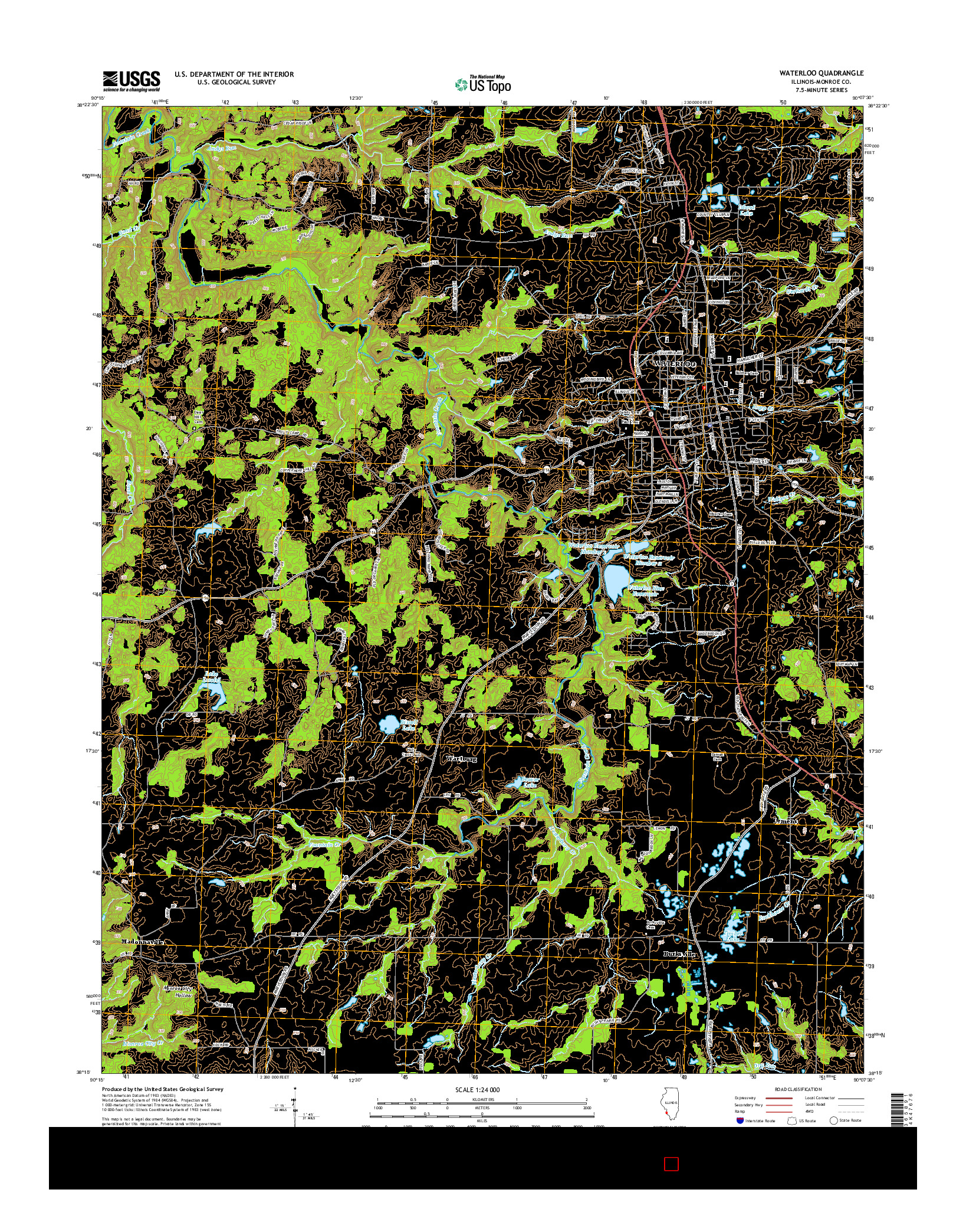 USGS US TOPO 7.5-MINUTE MAP FOR WATERLOO, IL 2015