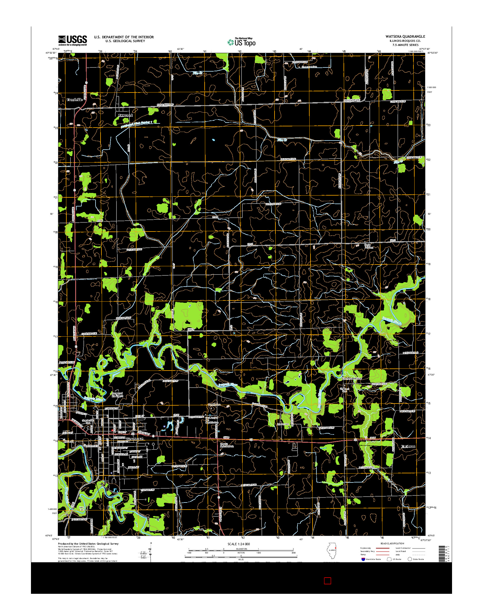 USGS US TOPO 7.5-MINUTE MAP FOR WATSEKA, IL 2015