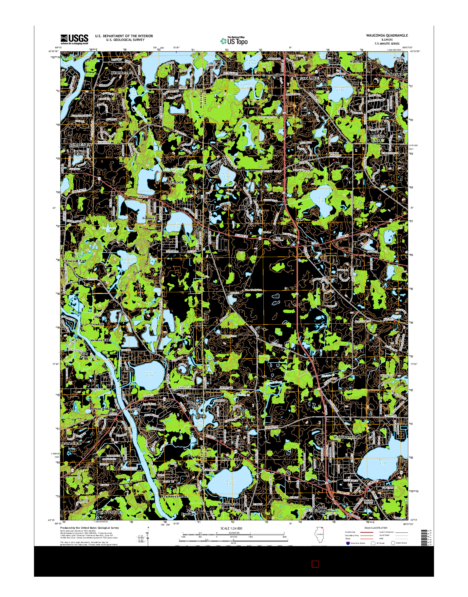 USGS US TOPO 7.5-MINUTE MAP FOR WAUCONDA, IL 2015