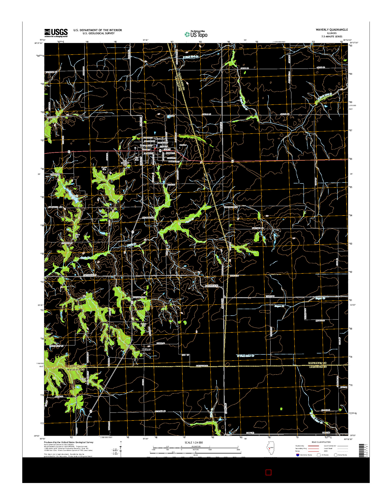 USGS US TOPO 7.5-MINUTE MAP FOR WAVERLY, IL 2015