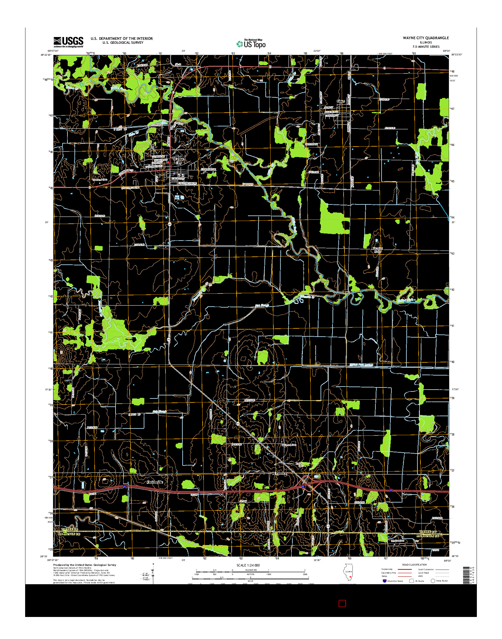 USGS US TOPO 7.5-MINUTE MAP FOR WAYNE CITY, IL 2015