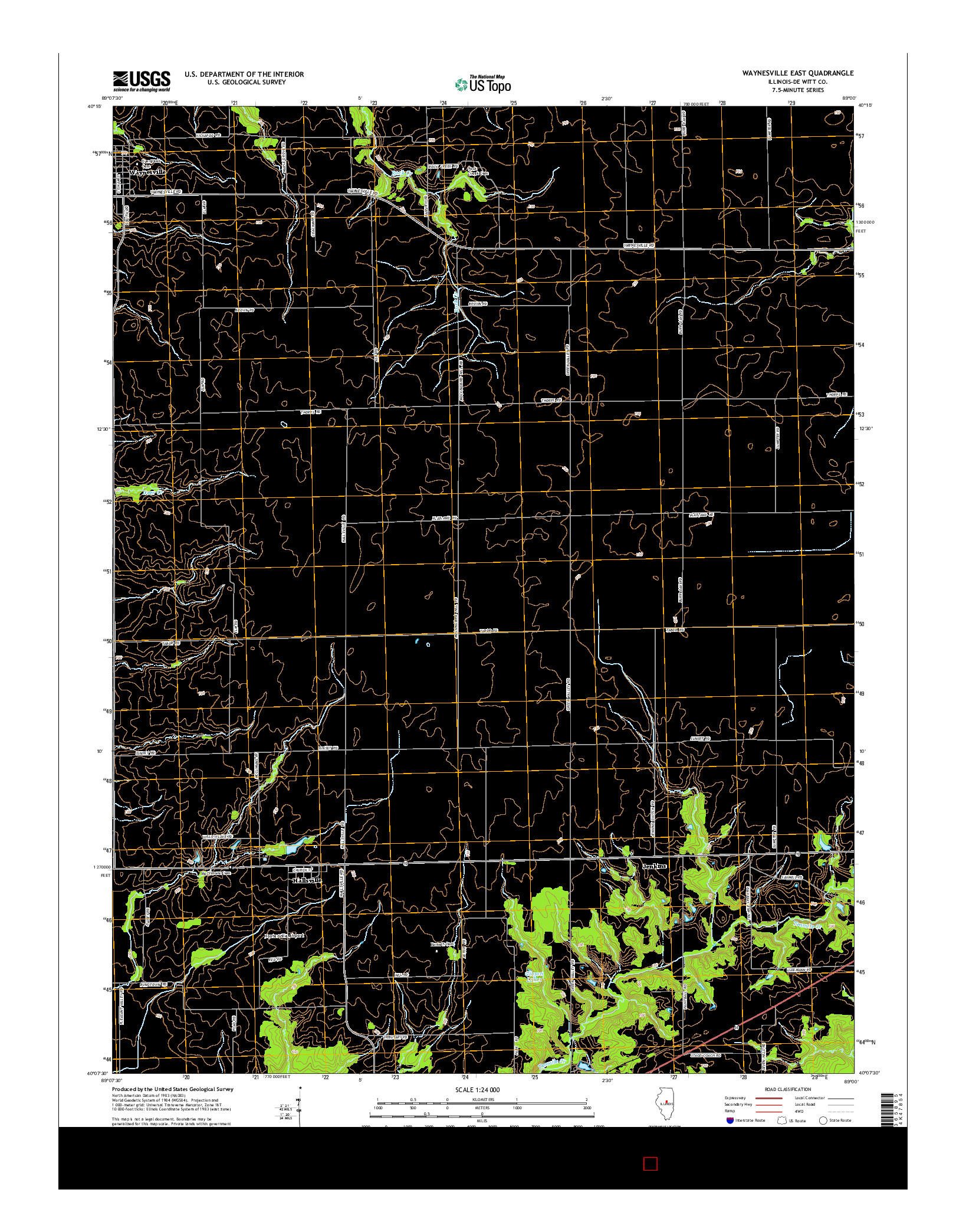 USGS US TOPO 7.5-MINUTE MAP FOR WAYNESVILLE EAST, IL 2015