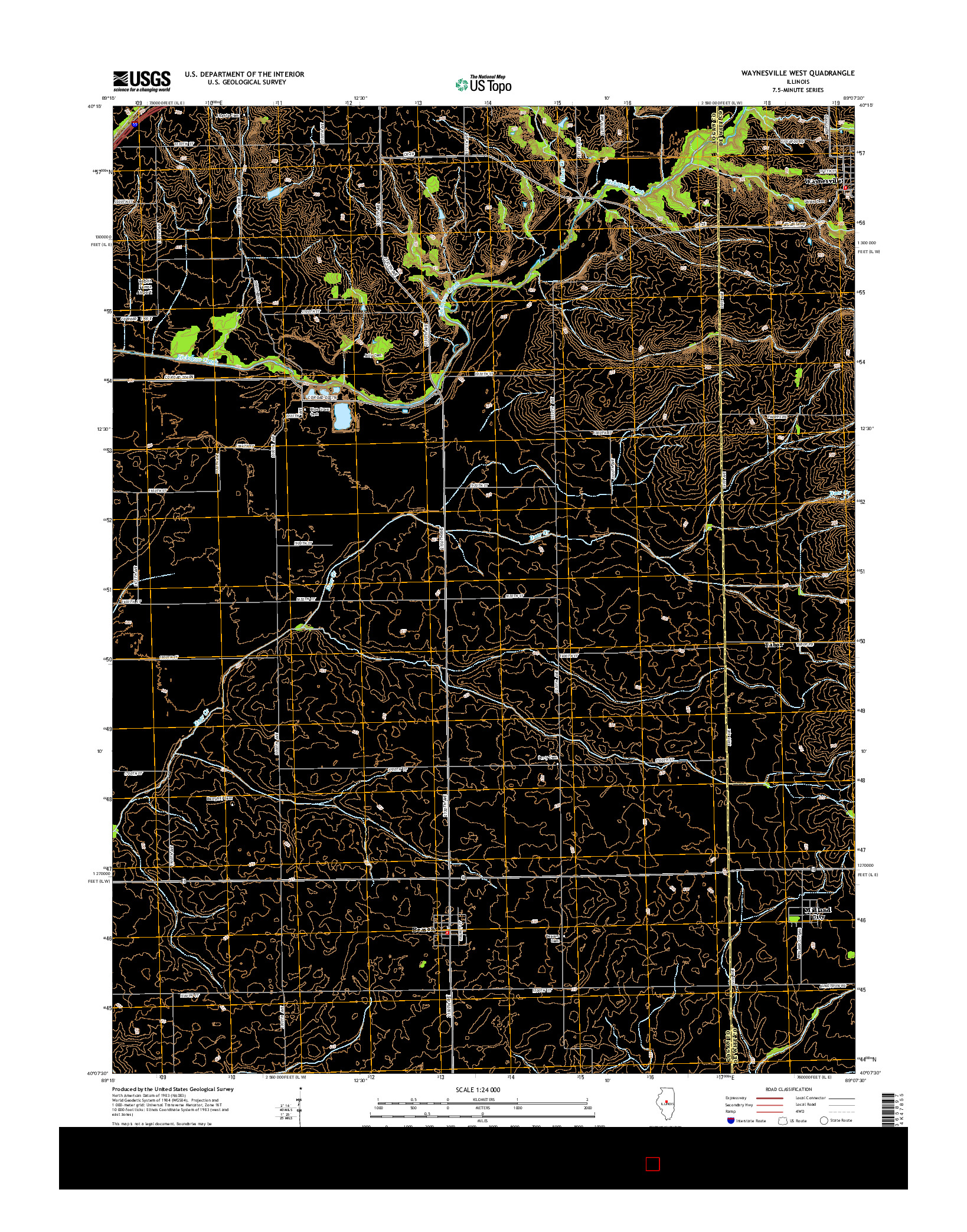USGS US TOPO 7.5-MINUTE MAP FOR WAYNESVILLE WEST, IL 2015