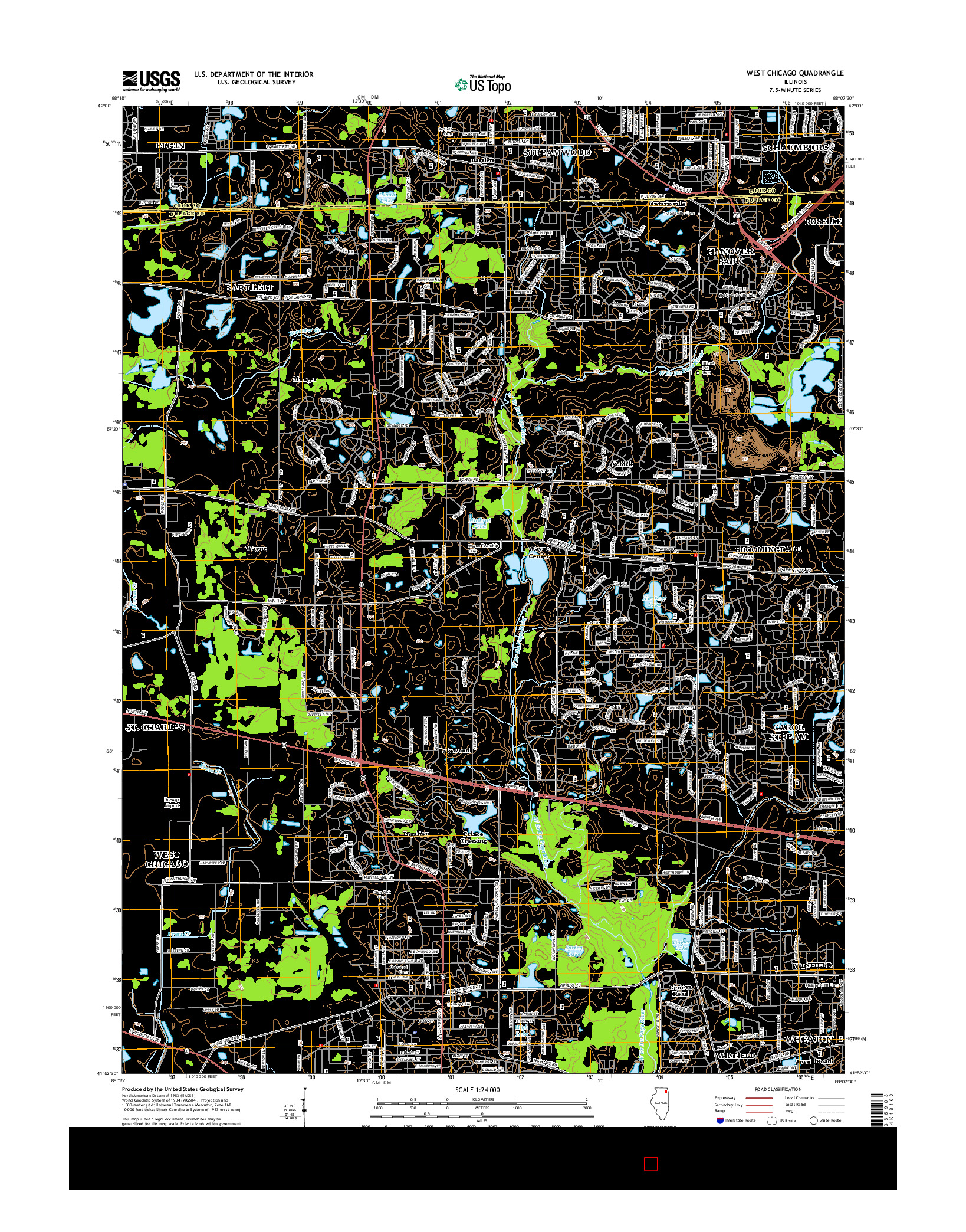 USGS US TOPO 7.5-MINUTE MAP FOR WEST CHICAGO, IL 2015