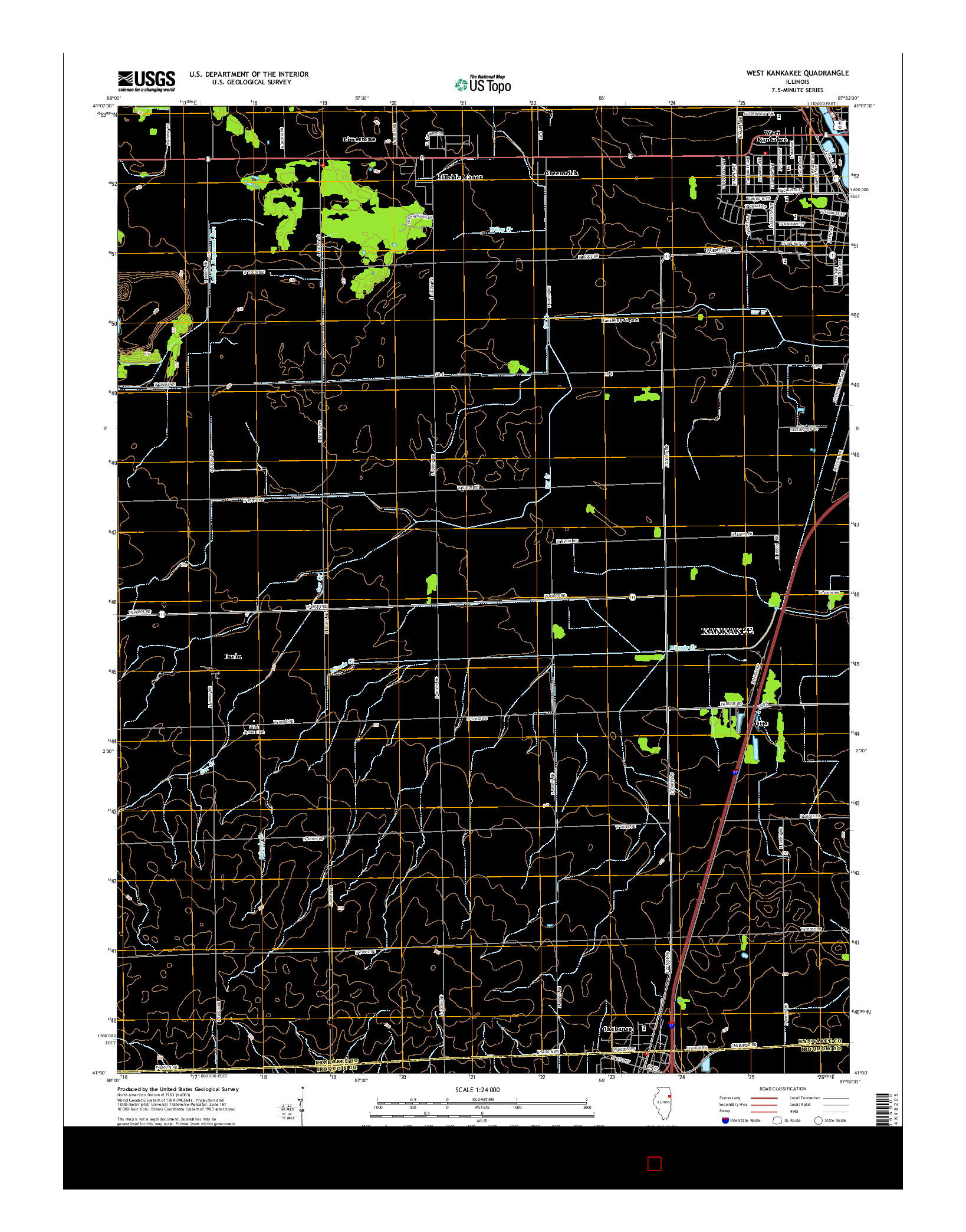 USGS US TOPO 7.5-MINUTE MAP FOR WEST KANKAKEE, IL 2015