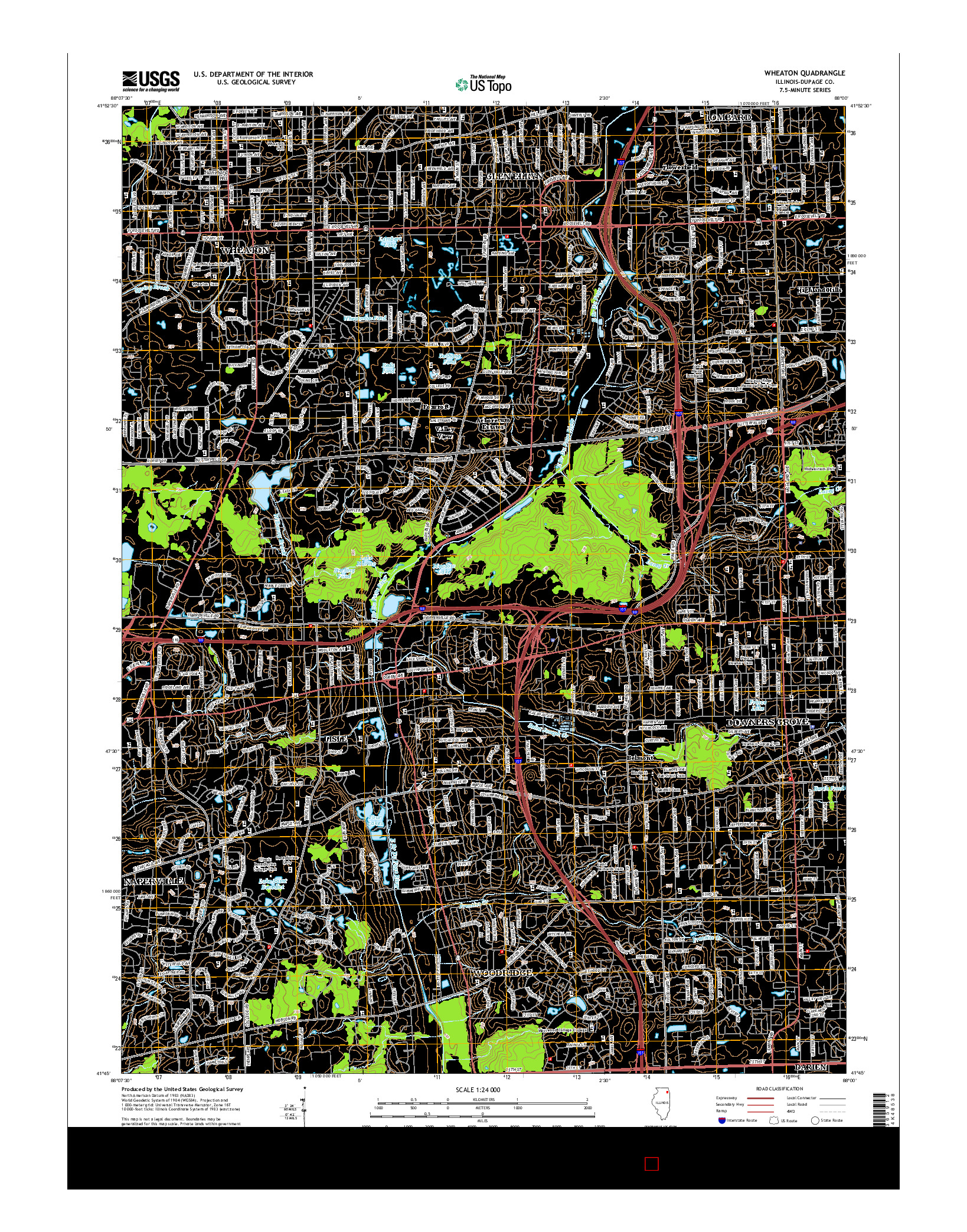 USGS US TOPO 7.5-MINUTE MAP FOR WHEATON, IL 2015