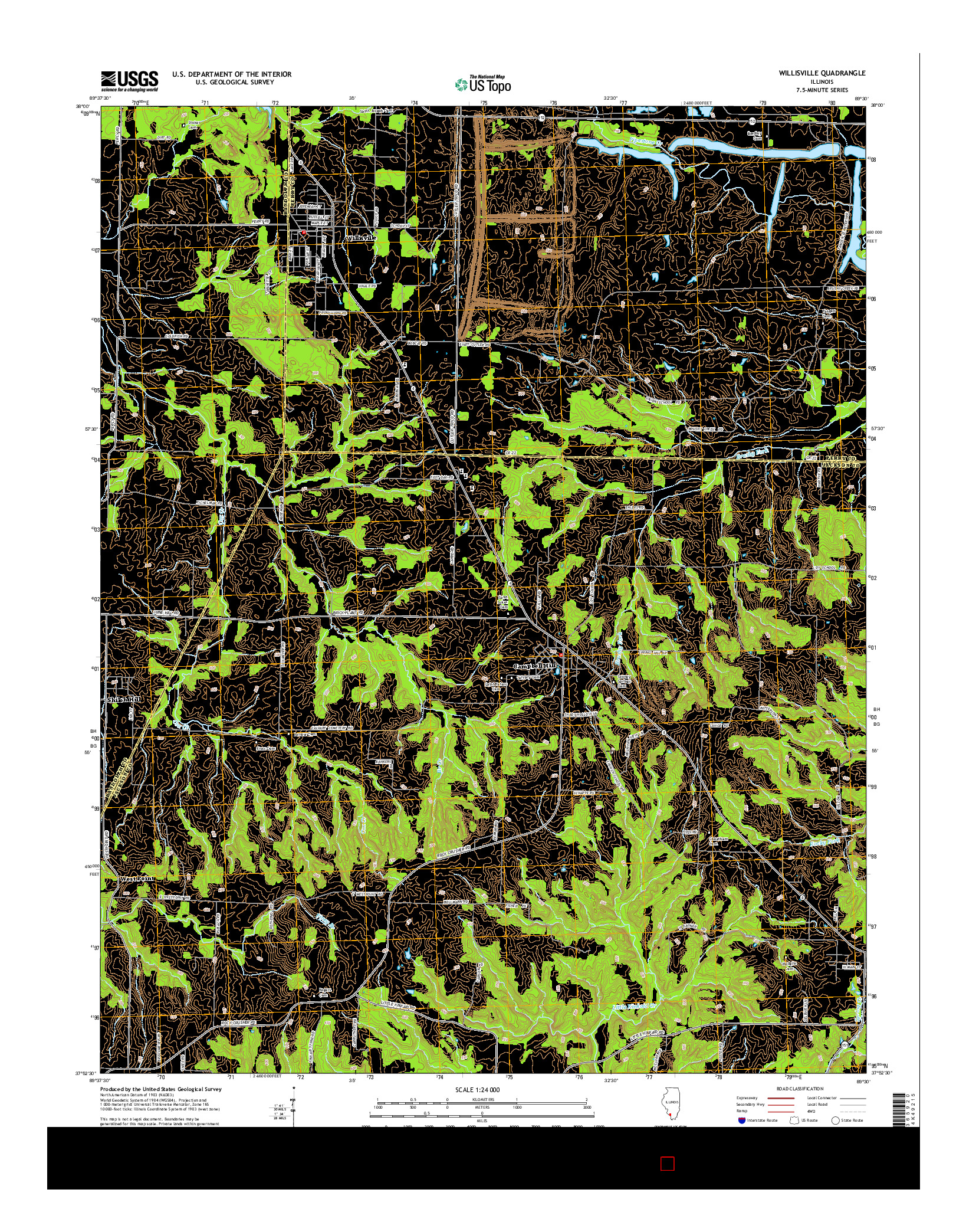 USGS US TOPO 7.5-MINUTE MAP FOR WILLISVILLE, IL 2015