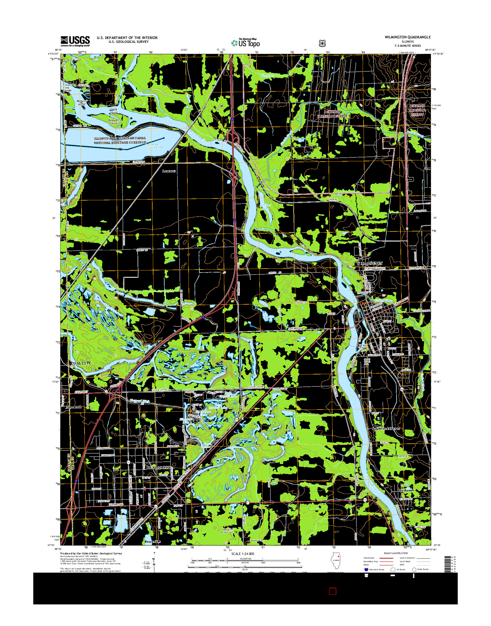 USGS US TOPO 7.5-MINUTE MAP FOR WILMINGTON, IL 2015