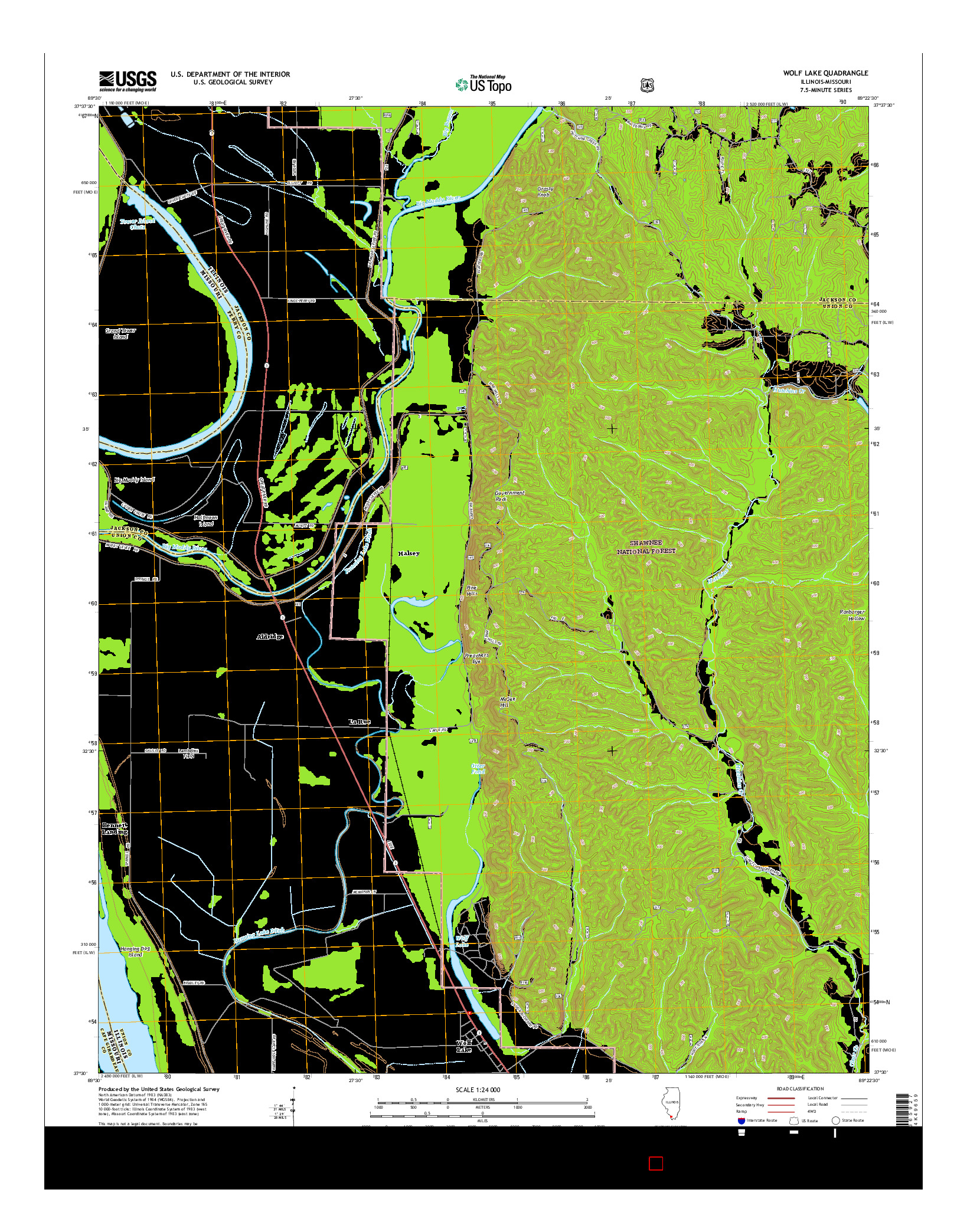 USGS US TOPO 7.5-MINUTE MAP FOR WOLF LAKE, IL-MO 2015