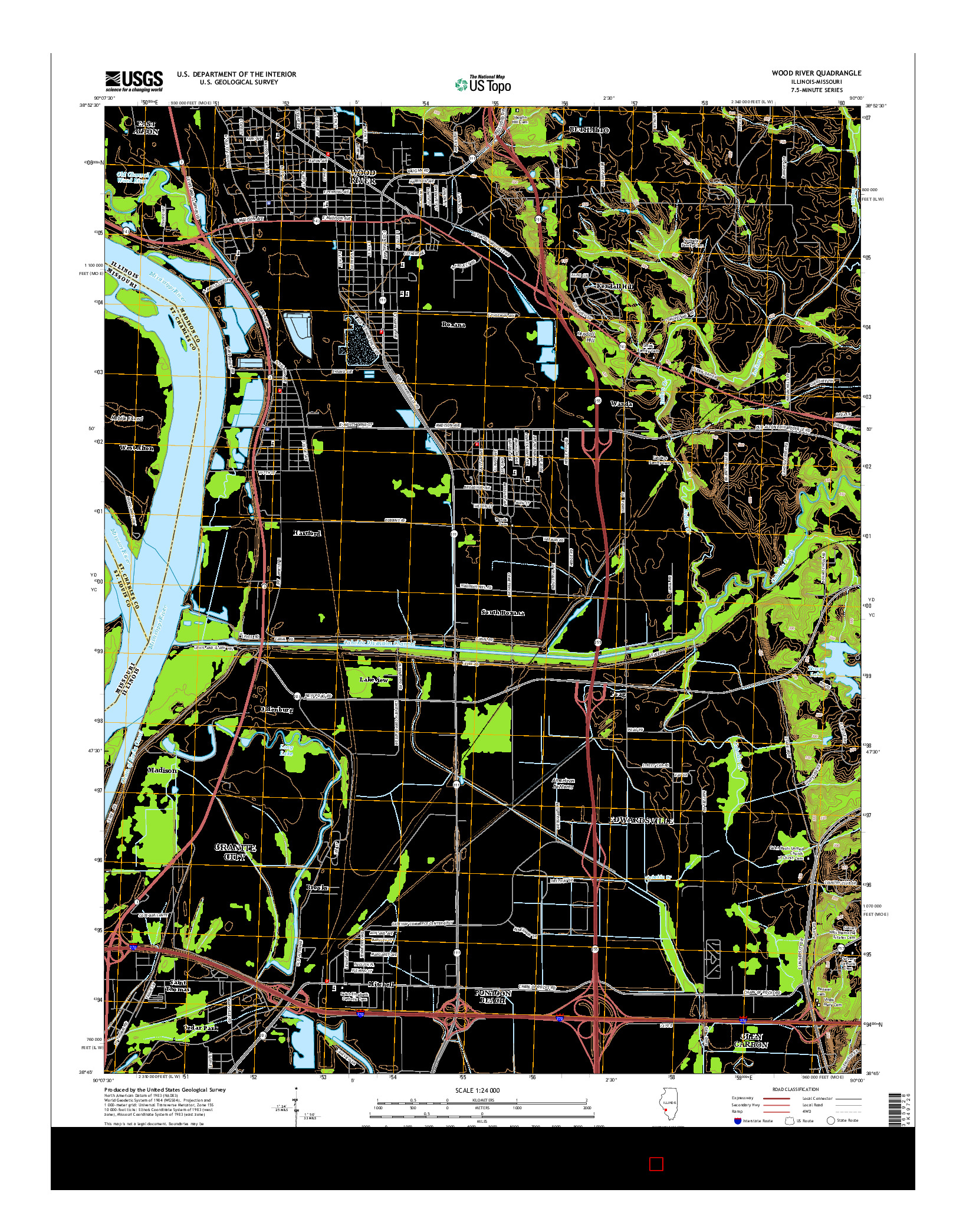 USGS US TOPO 7.5-MINUTE MAP FOR WOOD RIVER, IL-MO 2015
