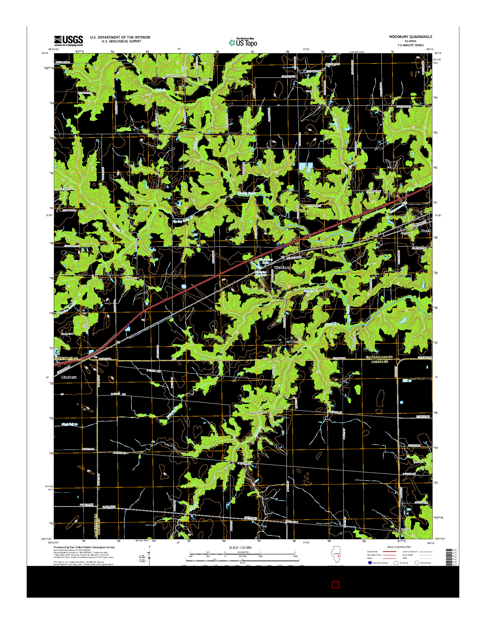 USGS US TOPO 7.5-MINUTE MAP FOR WOODBURY, IL 2015