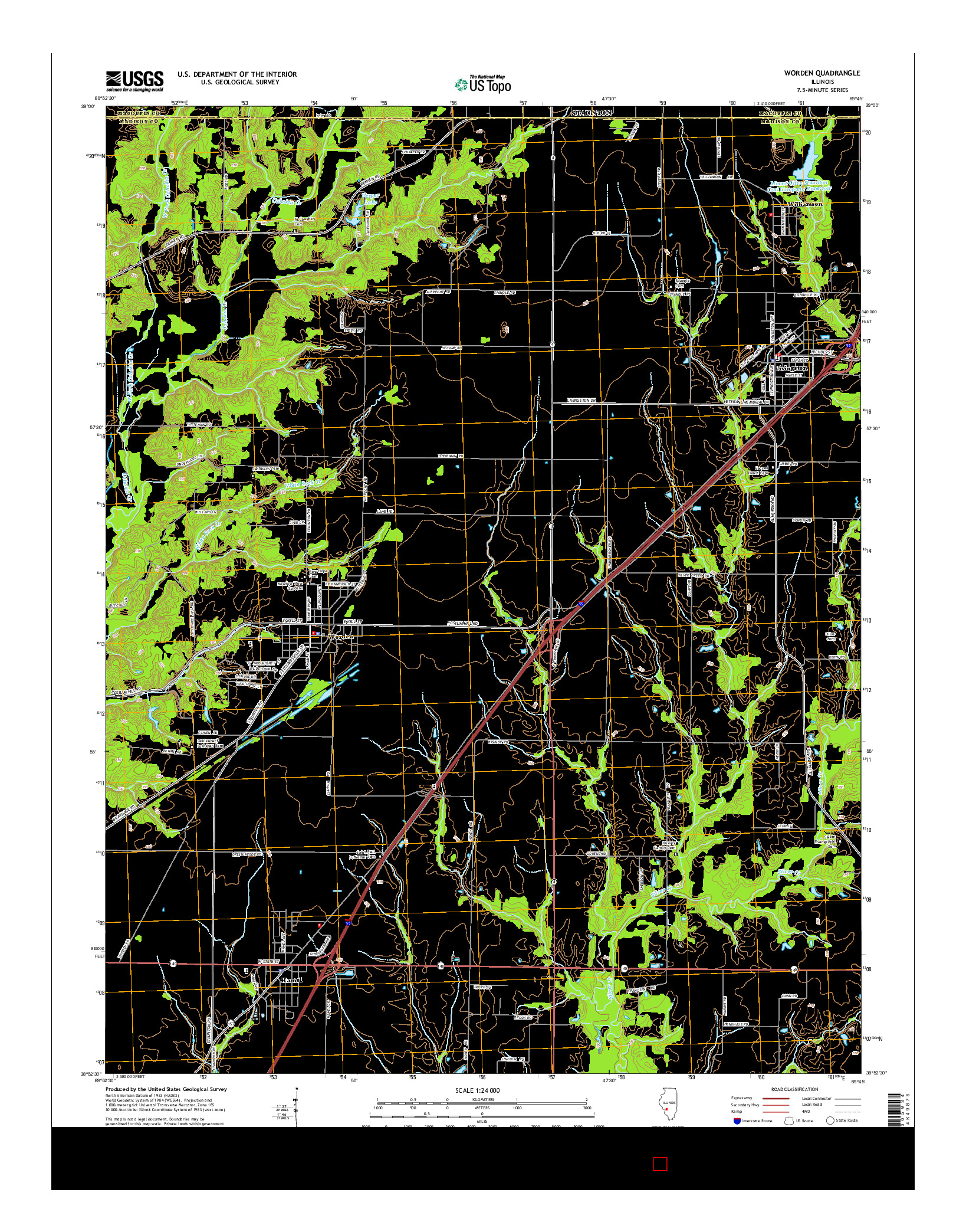 USGS US TOPO 7.5-MINUTE MAP FOR WORDEN, IL 2015