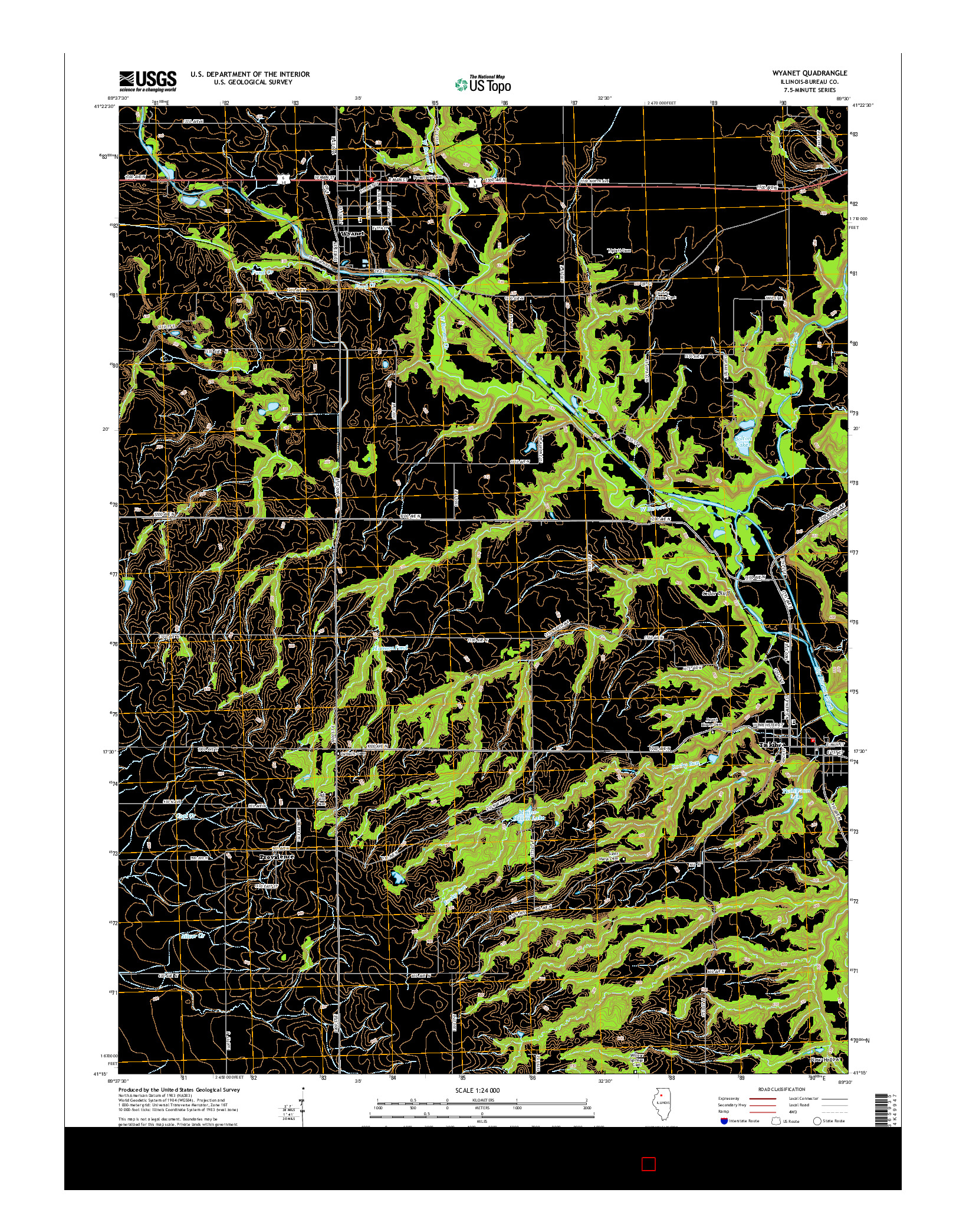 USGS US TOPO 7.5-MINUTE MAP FOR WYANET, IL 2015