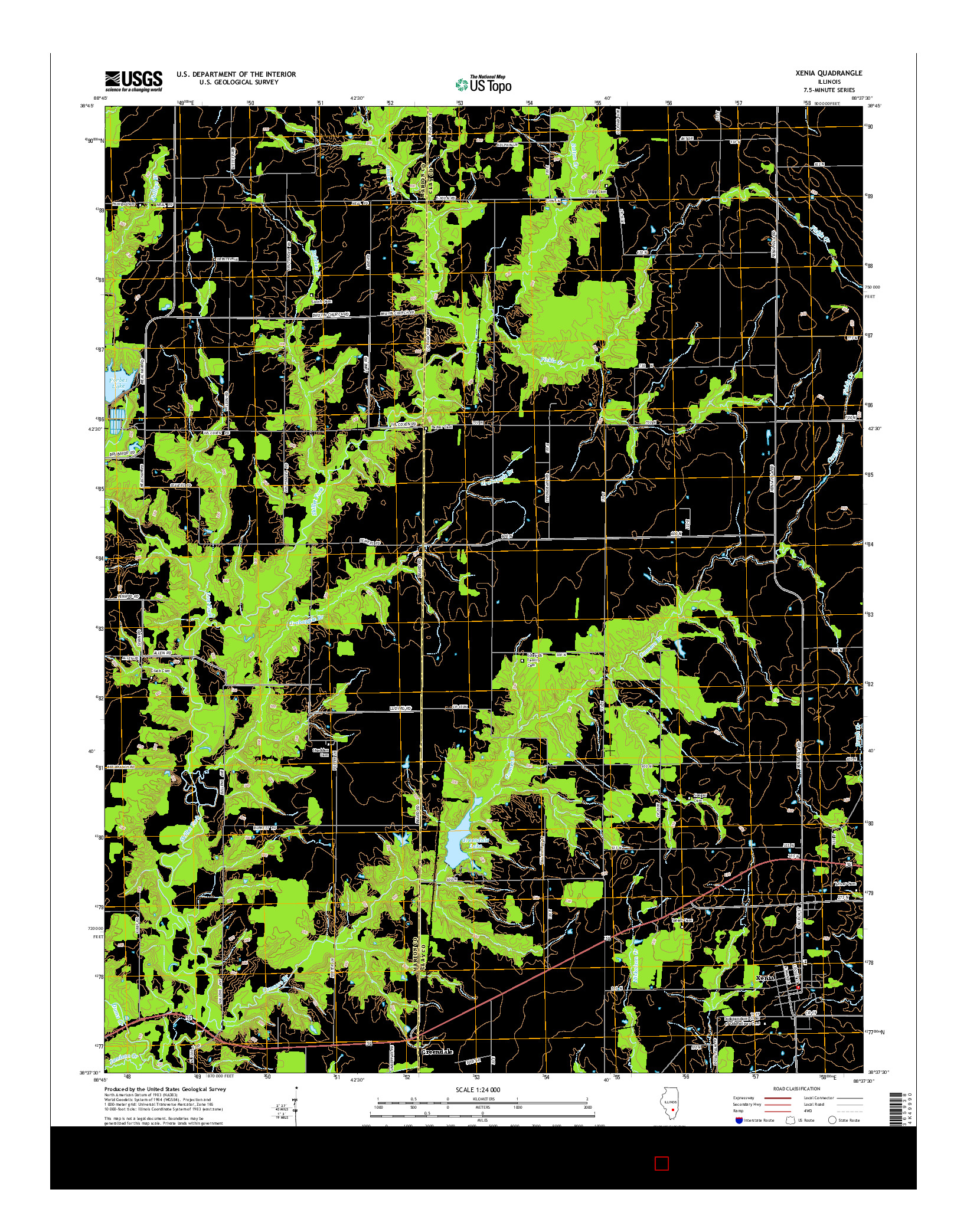 USGS US TOPO 7.5-MINUTE MAP FOR XENIA, IL 2015