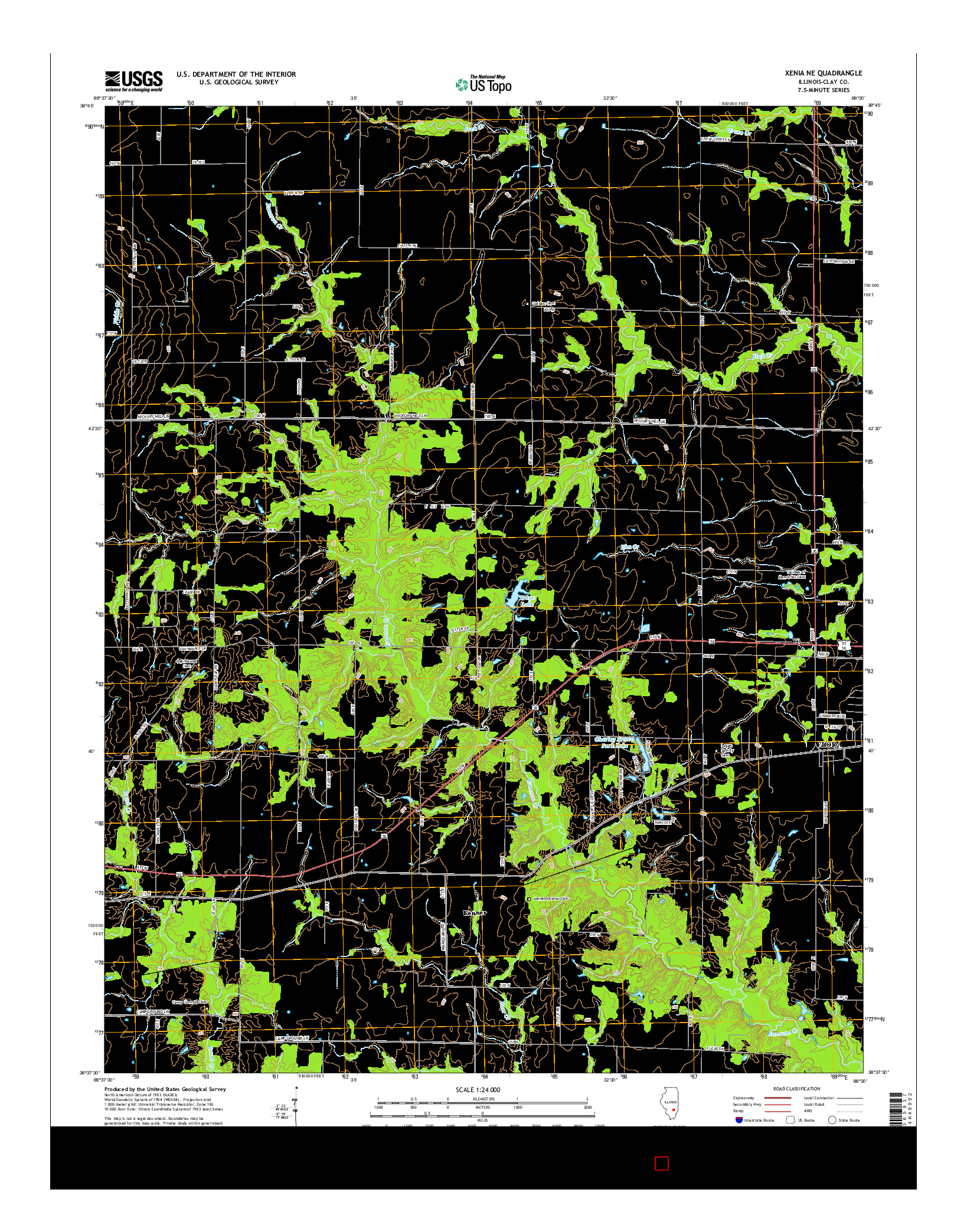 USGS US TOPO 7.5-MINUTE MAP FOR XENIA NE, IL 2015