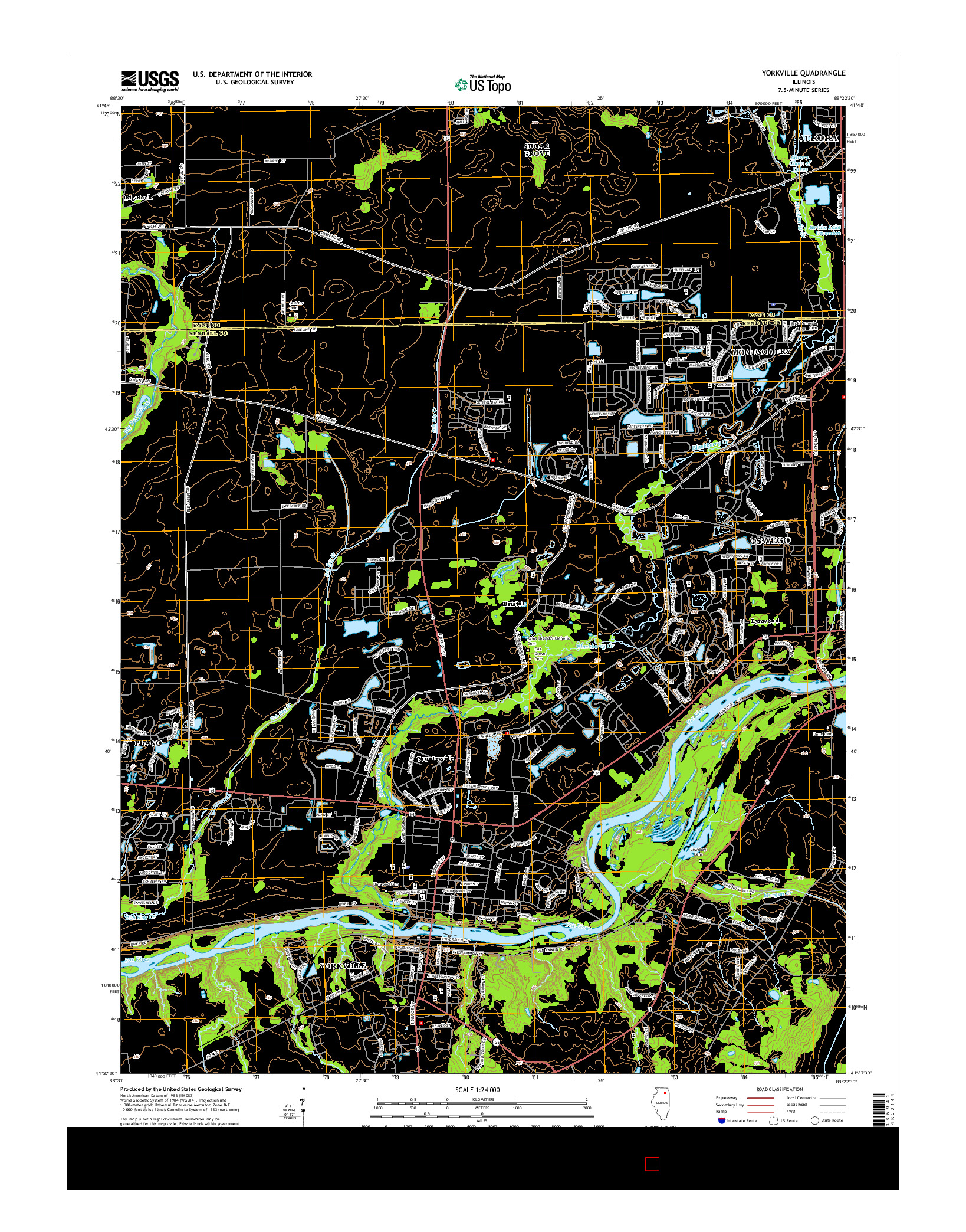 USGS US TOPO 7.5-MINUTE MAP FOR YORKVILLE, IL 2015
