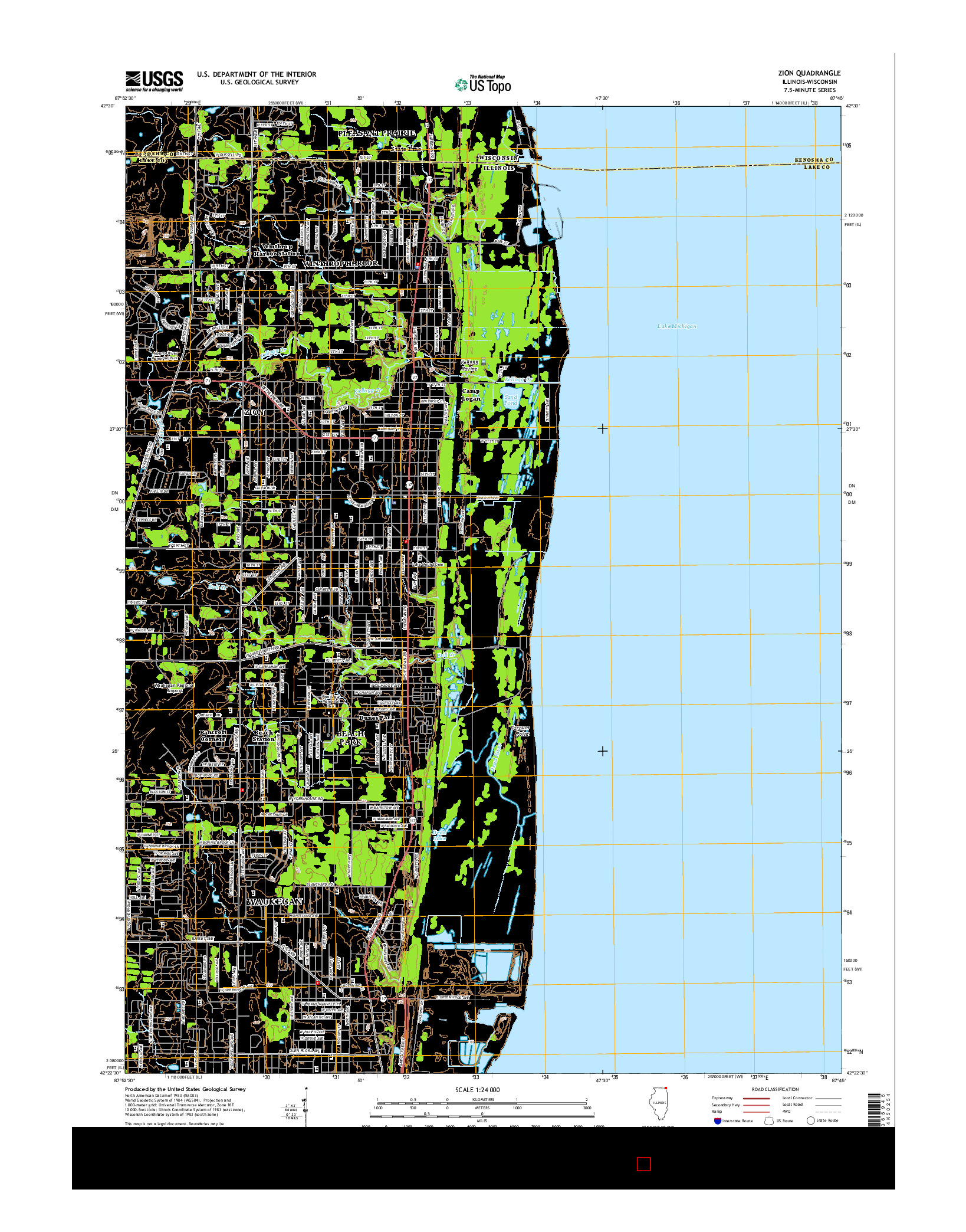 USGS US TOPO 7.5-MINUTE MAP FOR ZION, IL-WI 2015