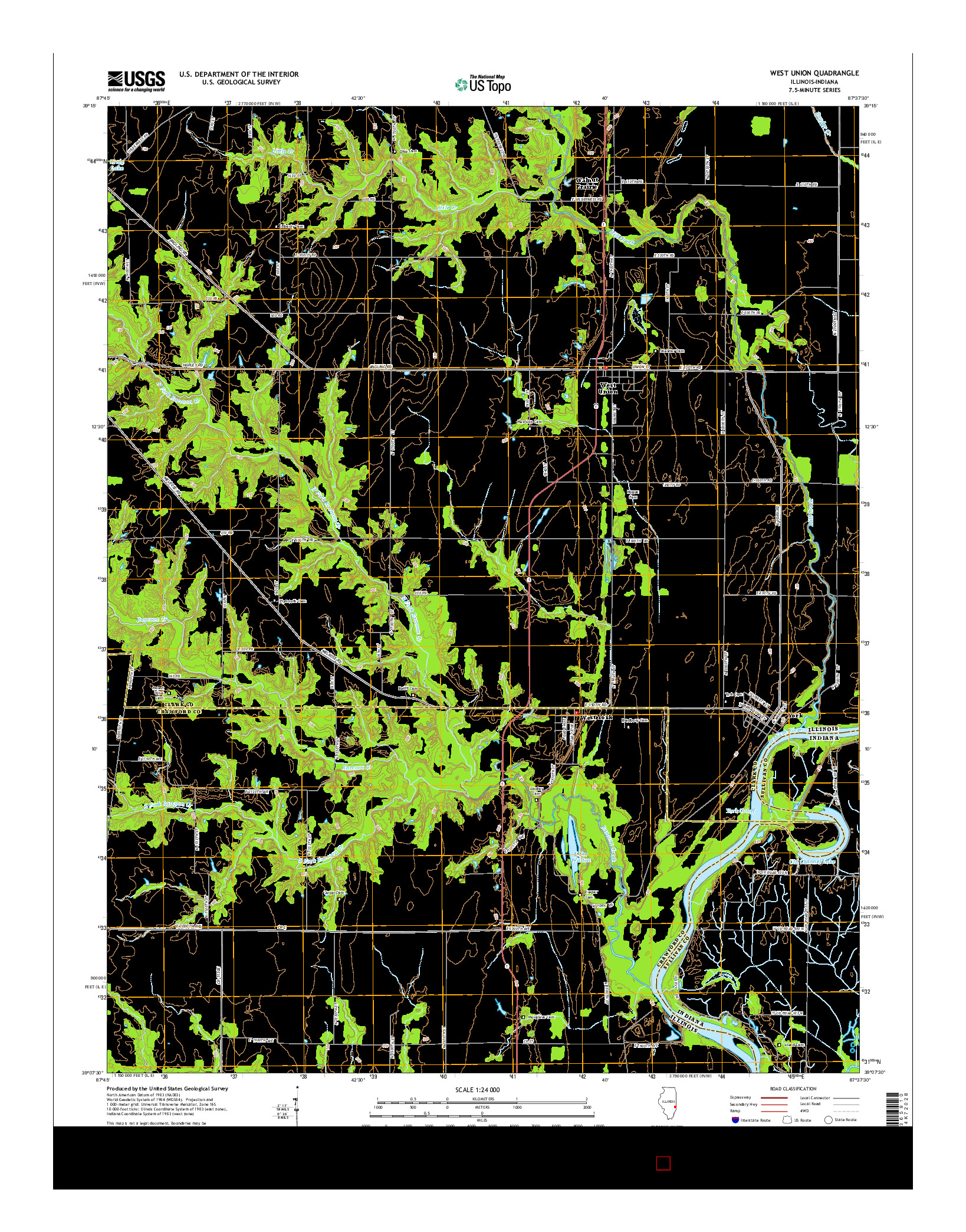 USGS US TOPO 7.5-MINUTE MAP FOR WEST UNION, IL-IN 2015