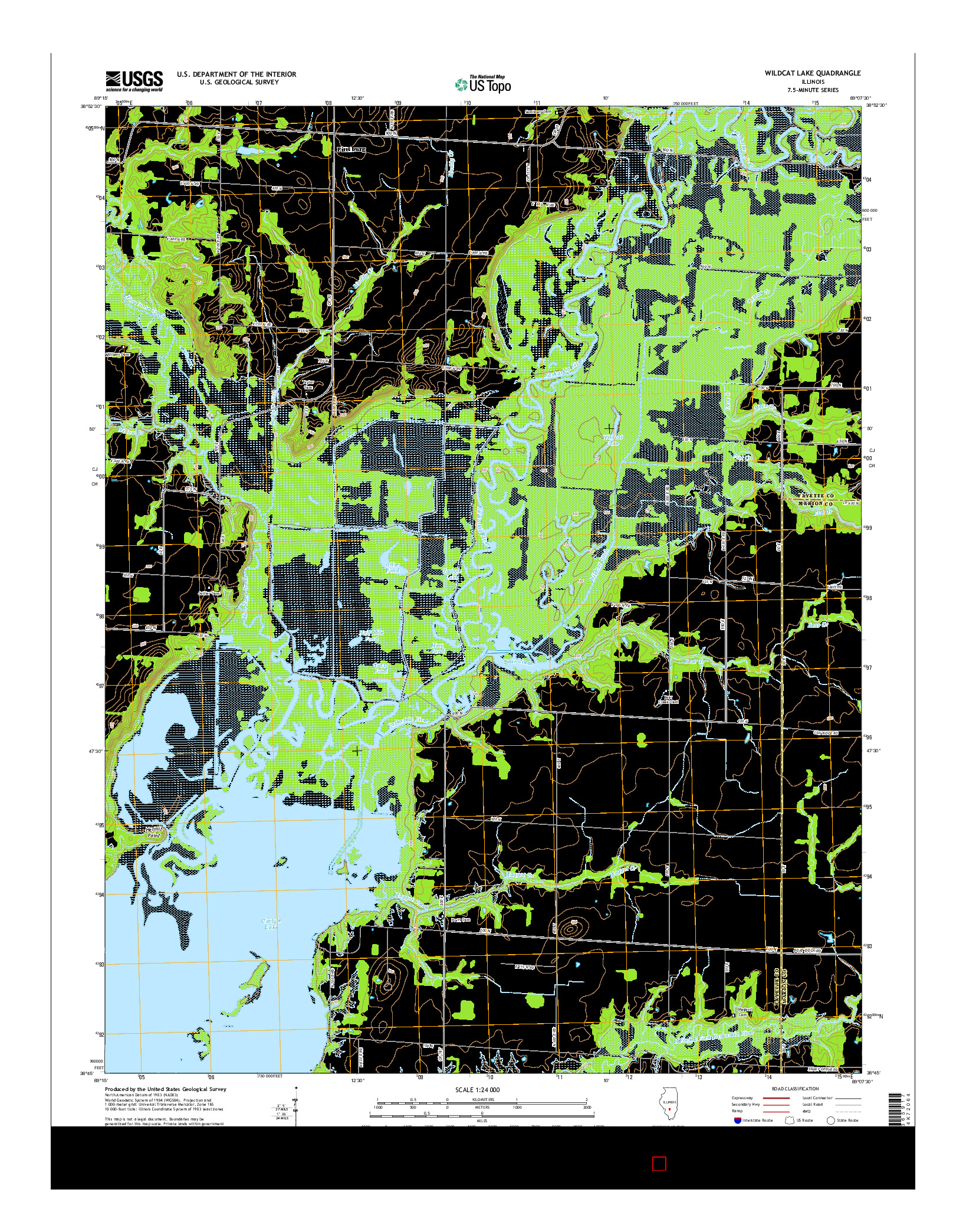 USGS US TOPO 7.5-MINUTE MAP FOR WILDCAT LAKE, IL 2015