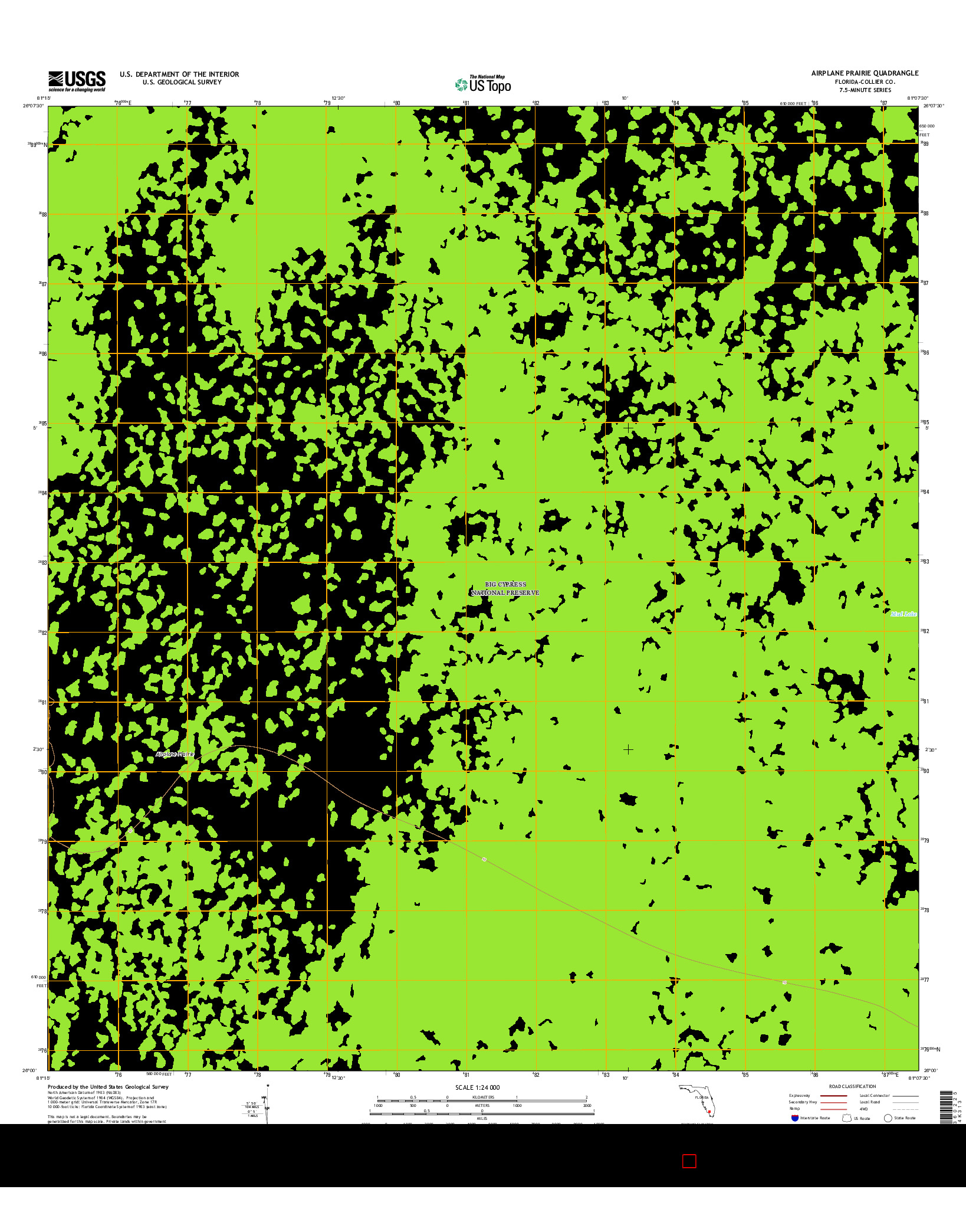 USGS US TOPO 7.5-MINUTE MAP FOR AIRPLANE PRAIRIE, FL 2015